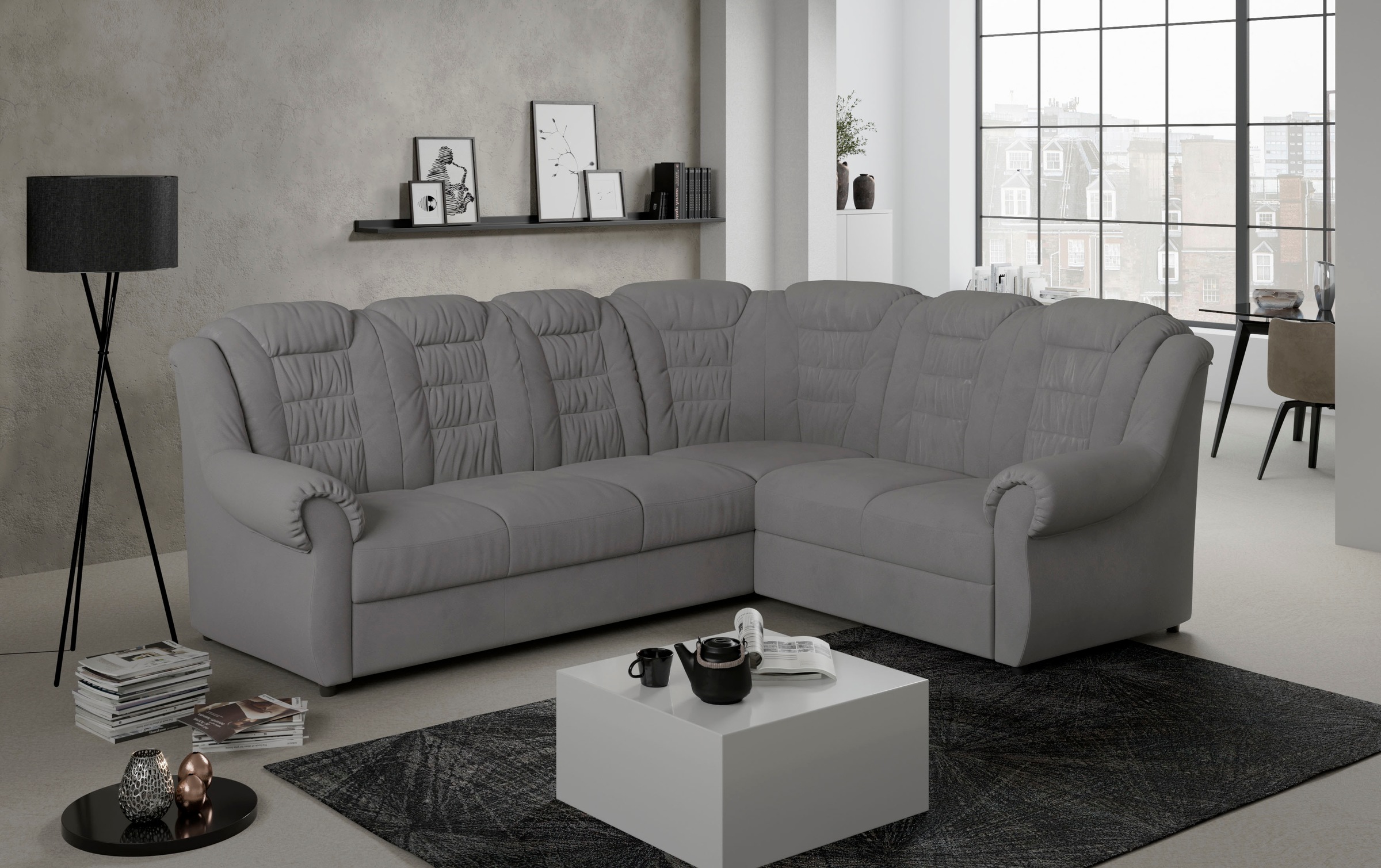 Home affaire Ecksofa »Boston L-Form«, mit hoher Rückenlehne, wahlweise mit Bettfunktion & Stauraum