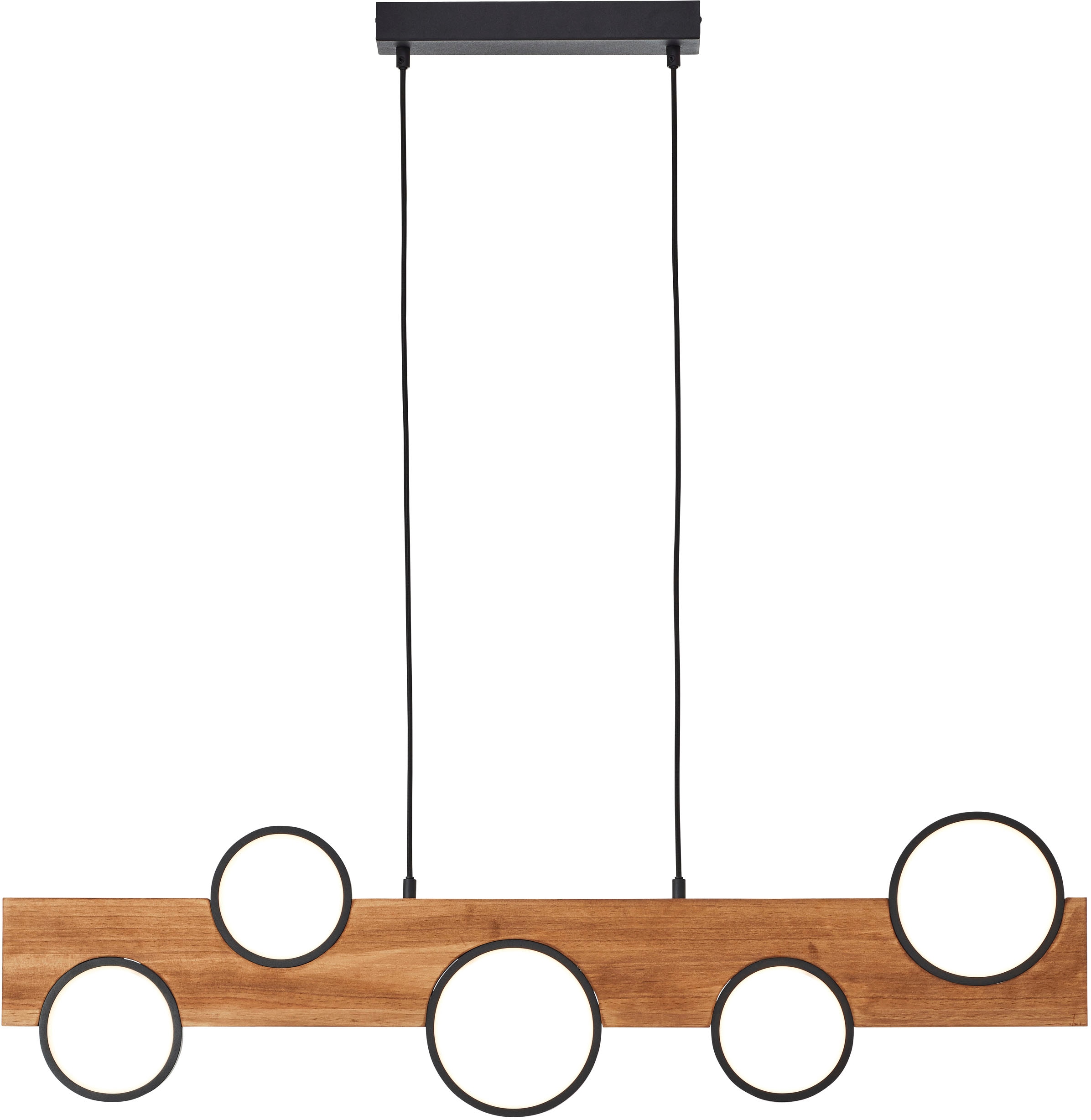Brilliant LED Pendelleuchte »Cheesy«, 150 x 100cm, 4100lm, 3000K, Holz/Metall, natur/schwarz