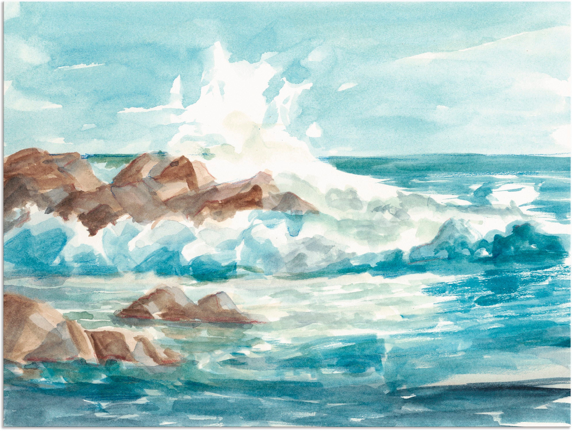 Artland Wandbild »Wasserfarben Küste I«, Küste, (1 St.), als Alubild,  Leinwandbild, Wandaufkleber oder Poster in versch. Größen online bestellen
