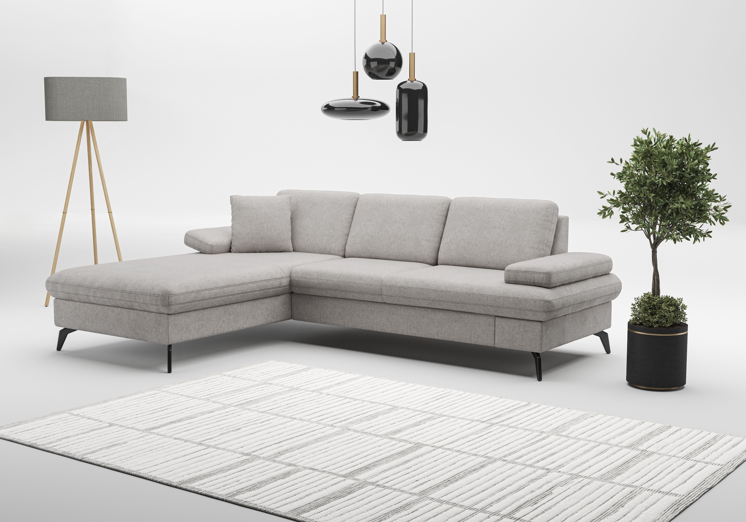 sit&more Ecksofa »Morris Jubi L-Form«, inkl. Armteilfunktion und 1 Zierkissen, wahlweise mit Bettfunktion