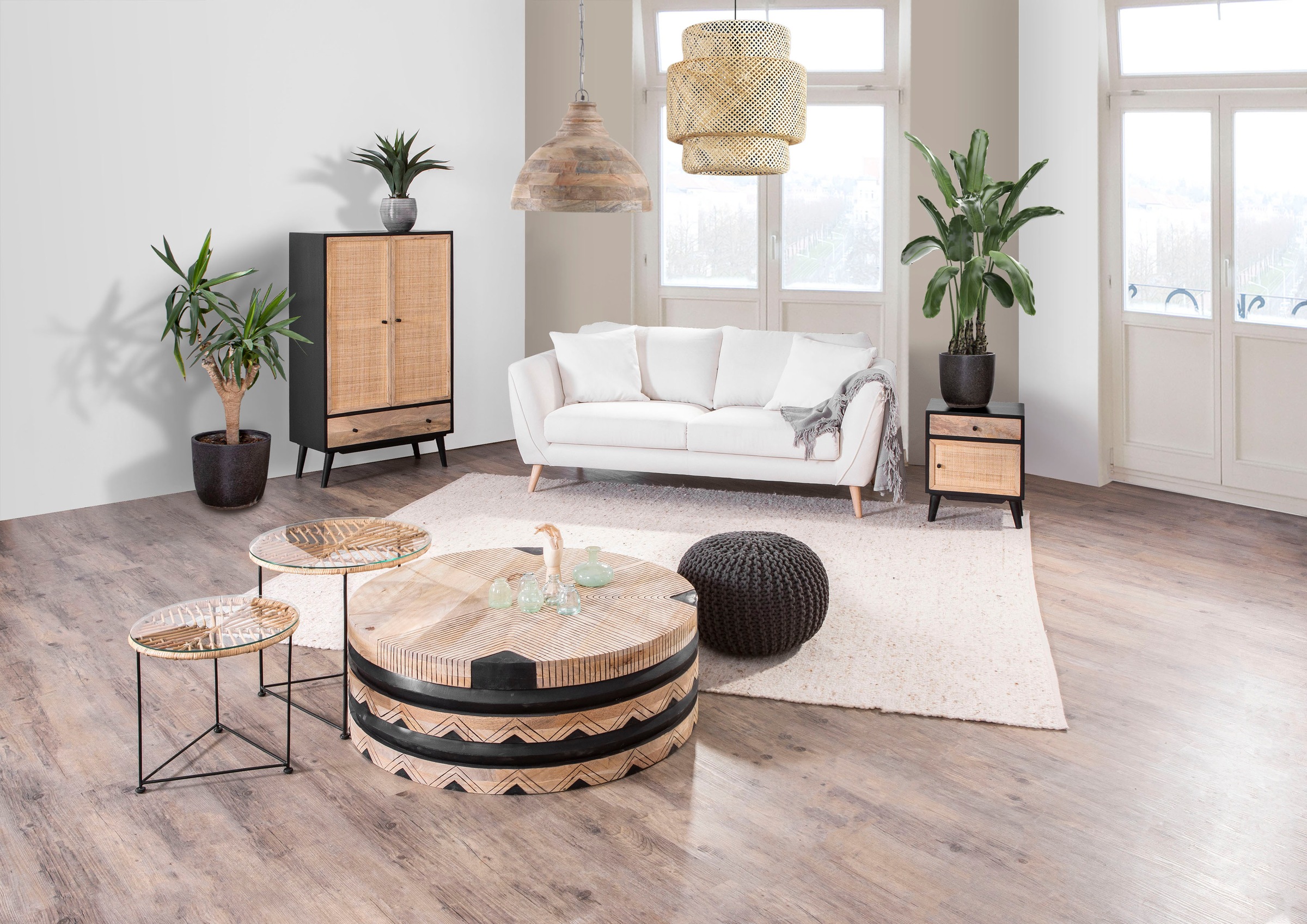 Gutmann Factory Kommode »Linus«, mit Rattangeflecht
