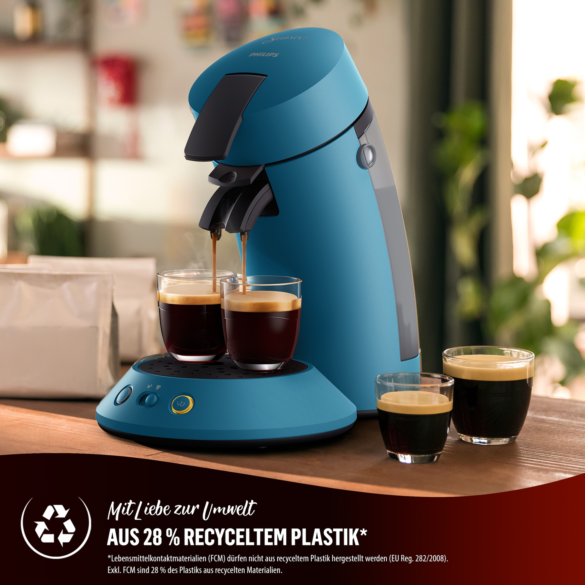 Philips Senseo Kaffeepadmaschine »Original Plus CSA210/60, mit zwei Kaffee-Einstellungen«, aus 28% rec. Plastik, inkl. Gratis-Zugabe (Wert 5 € UVP)