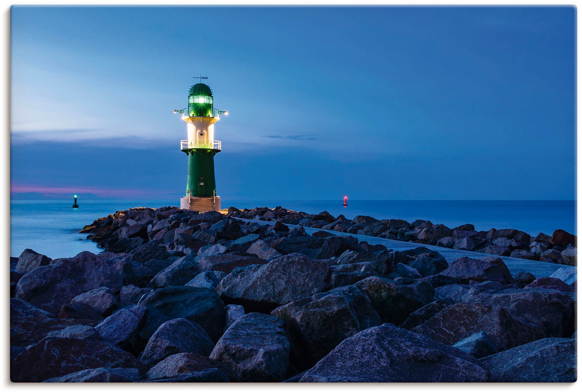 Artland Leinwandbild »Mole bei Nacht in Warnemünde«, Küste, (1 St.), auf Ke günstig online kaufen