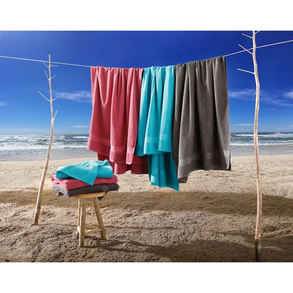 my home Strandtücher »Juna«, (2 St.), Badetuch, im Handtuch Set 100x180cm und als Serie, Uni, 100% Baumwolle
