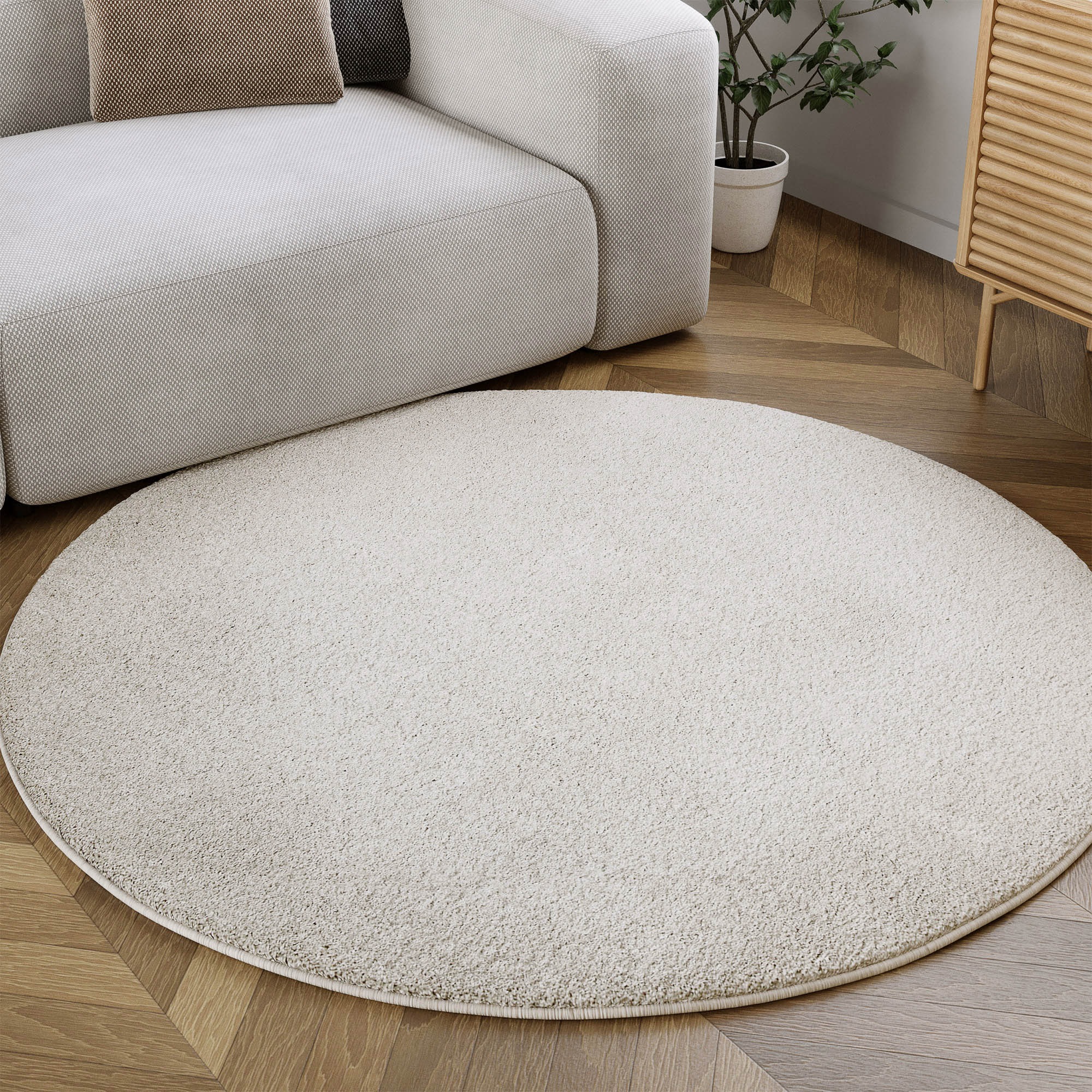 Wecon home Hochflor-Teppich »Manta«, rund, 25 mm Höhe, Langflor, maschinell gewebt, robust, Wohn- & Schlafzimmer, einfarbig
