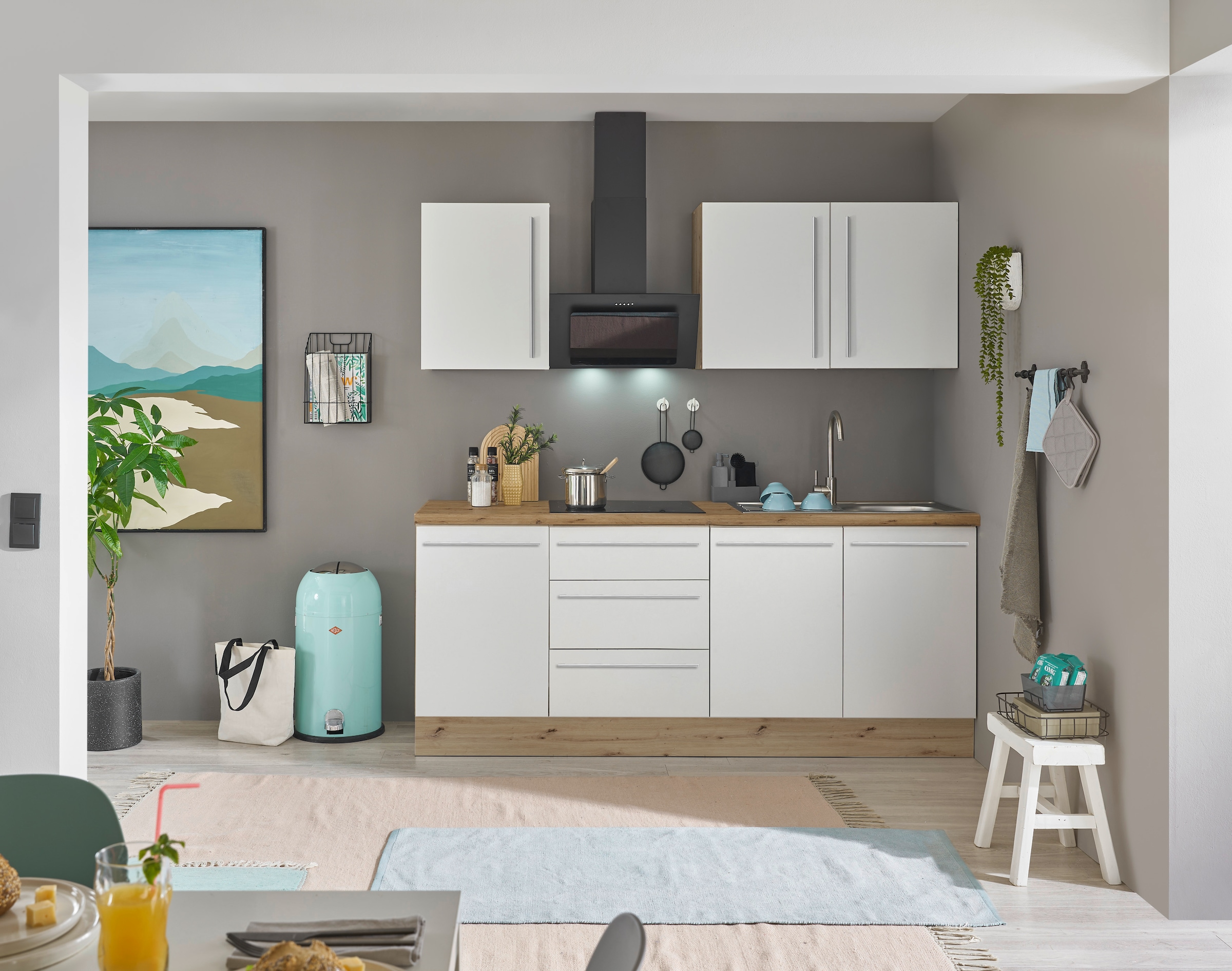 KOCHSTATION Küchenzeile »Florida«, Breite 210 cm, Softclose für Türen und Schubkästen, ohne E-Geräte