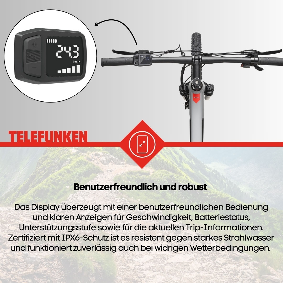 Telefunken E-Bike »Aufsteiger M921«, 7 Gang, Shimano, Heckmotor 250 W, (29 Zoll, Scheibenbremsen), Pedelec, Elektrofahrrad für Damen u. Herren, MTB