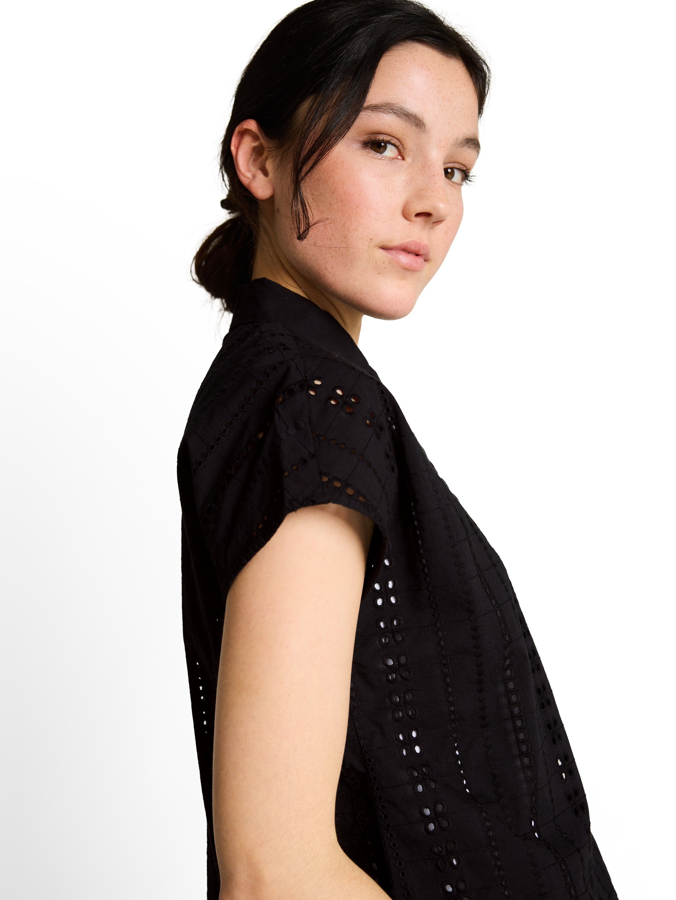 TOM TAILOR Denim Hemdbluse Sommerbluse mit Häkel-Details