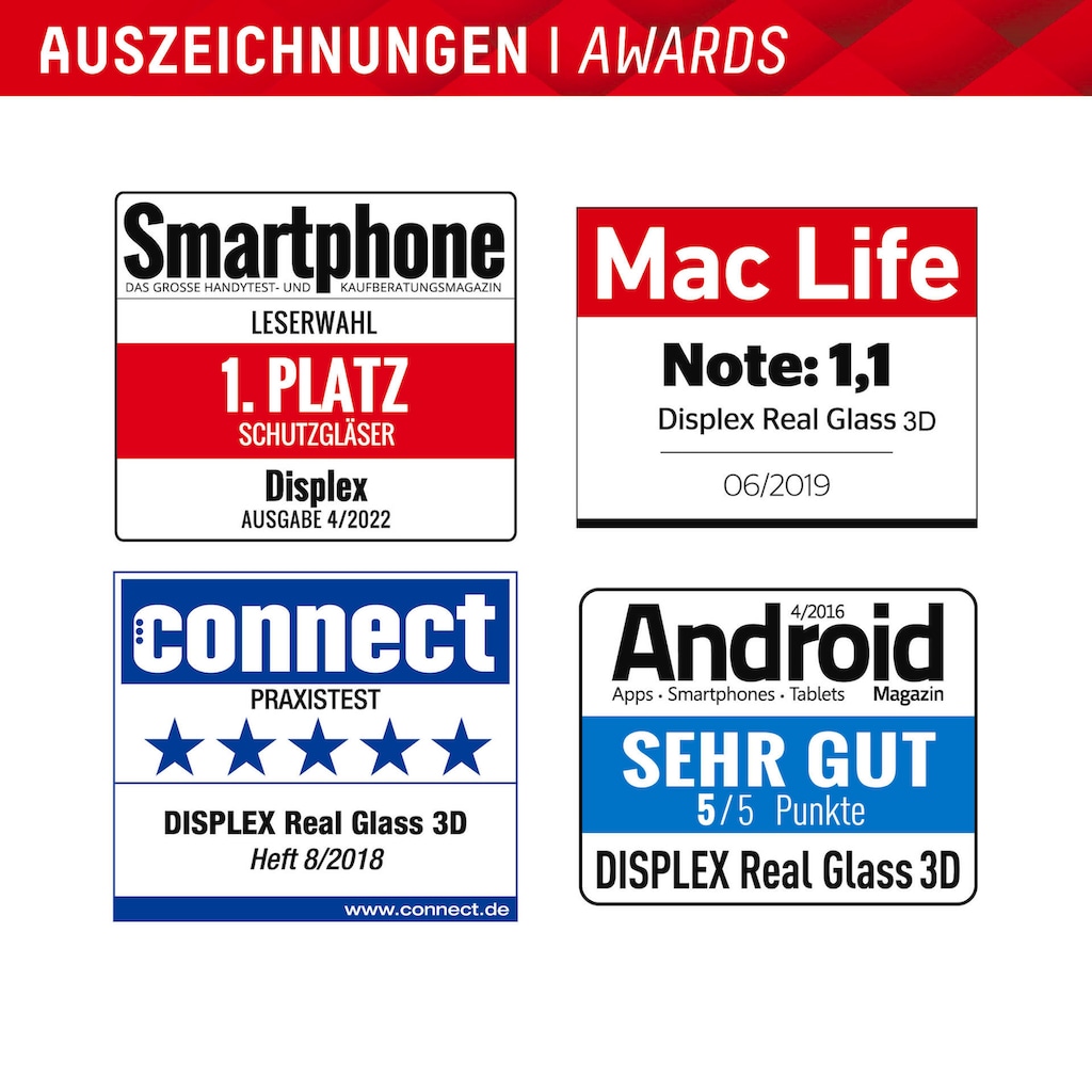 Displex Displayschutzglas »Real Glass FC«, für Apple iPhone 15 Plus-Apple iPhone 15 Pro Max, Displayschutzfolie Displayschutz kratzer-resistent 10H splitterfest