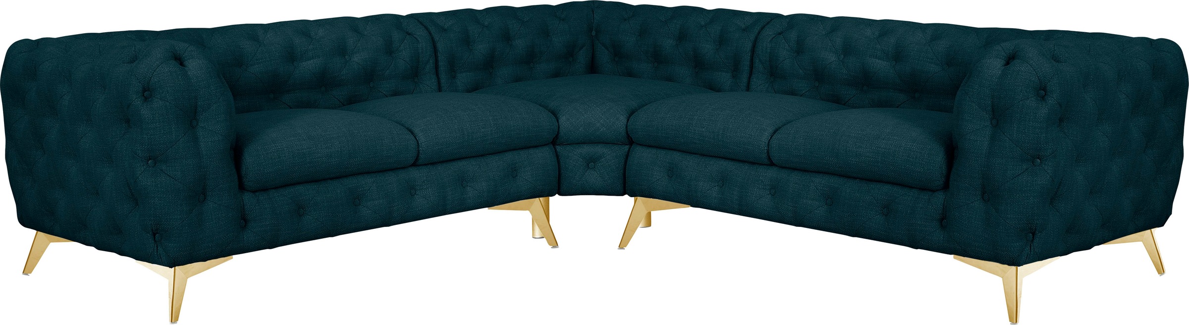 Leonique Chesterfield-Sofa »Ecksofa GLYNIS L-Form mit Wellenunterfederung, günstig online kaufen