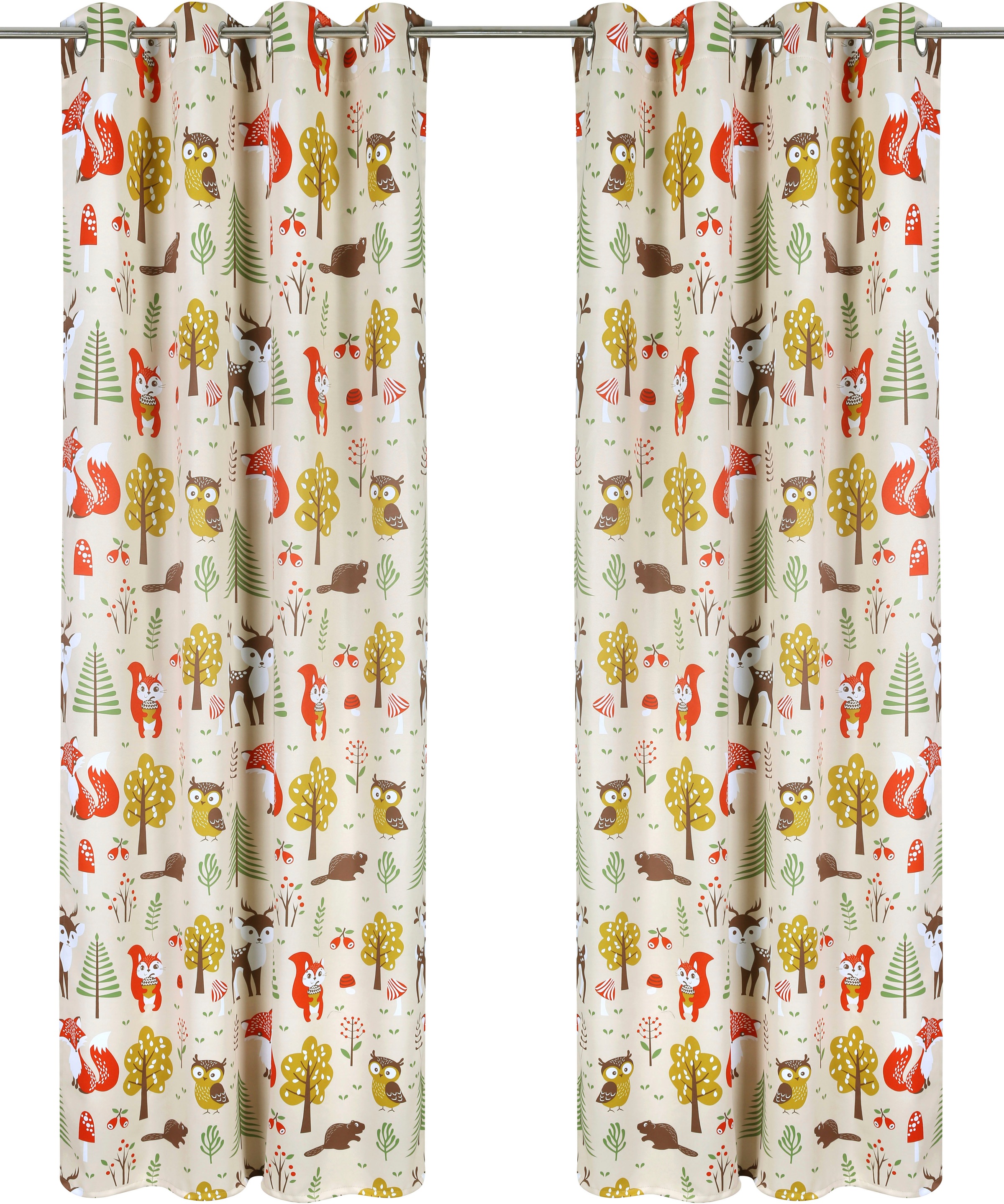 my home Verdunkelungsvorhang »Waldtiere« Ösen 1 Stk. tlg. bedruckte Kinderg günstig online kaufen