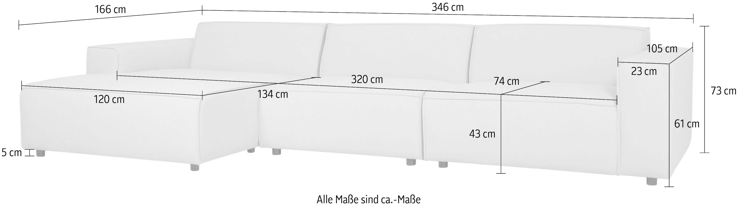 OTTO home Ecksofa »Jorrena, extra weicher Chenille-Stoff« L-Form, 3 Komfortstufen, Breite 346 cm, mit Wellenunterfederung