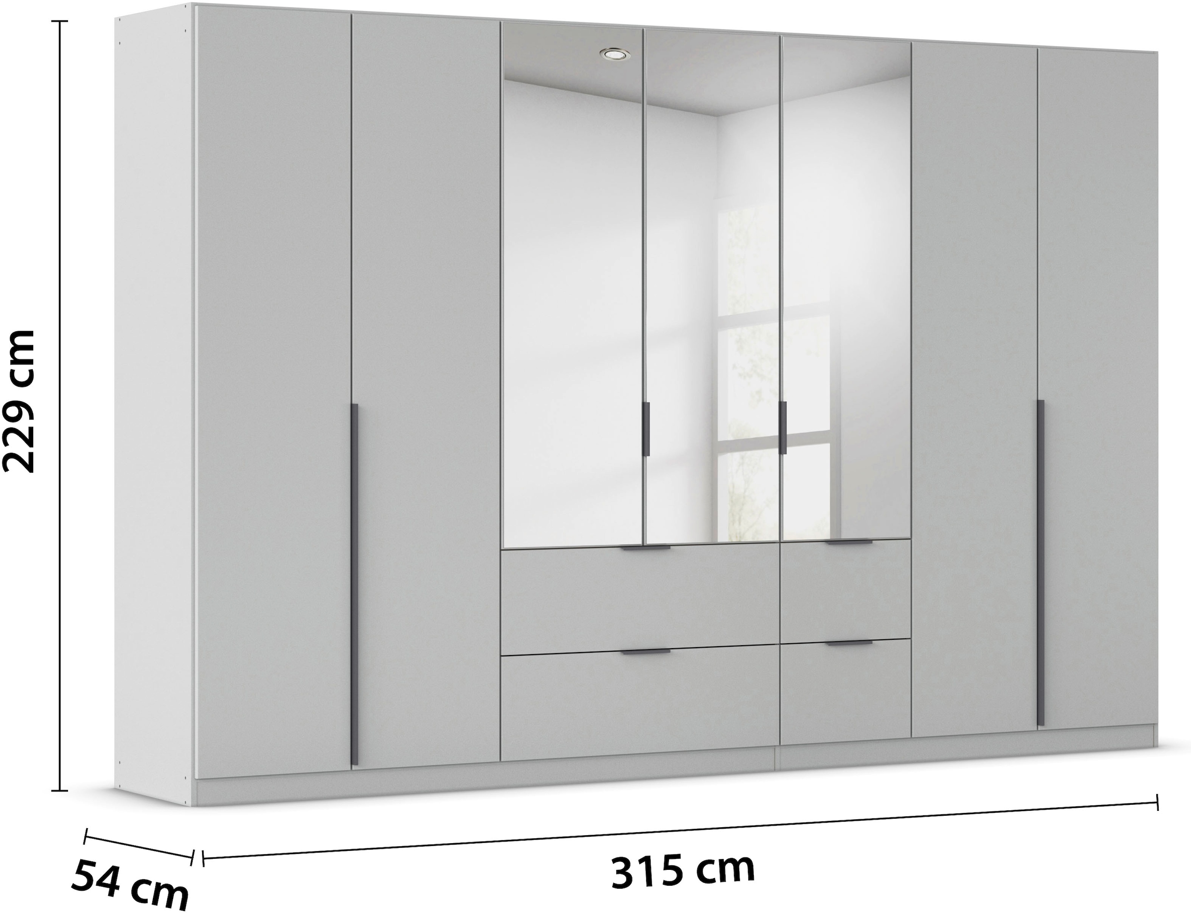 rauch Drehtürenschrank »Kleiderschrank Schrank Garderobe AGORDO mit Dekor- oder Hochglanzfront«, (in zwei Griff-Farben mit Dekor- oder Hochglanzfront), mit Außenschubkästen, in 6 Breiten und 2 Höhen MADE IN GERMANY