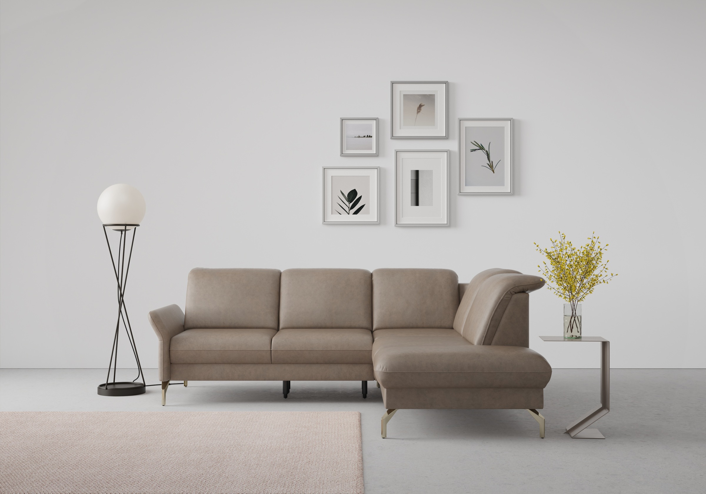 sit&more Ecksofa »Fashion L-Form«, wahlweise mit Kopfteilverstellung, Vorziehsitz, motorisch, Nickelfüße
