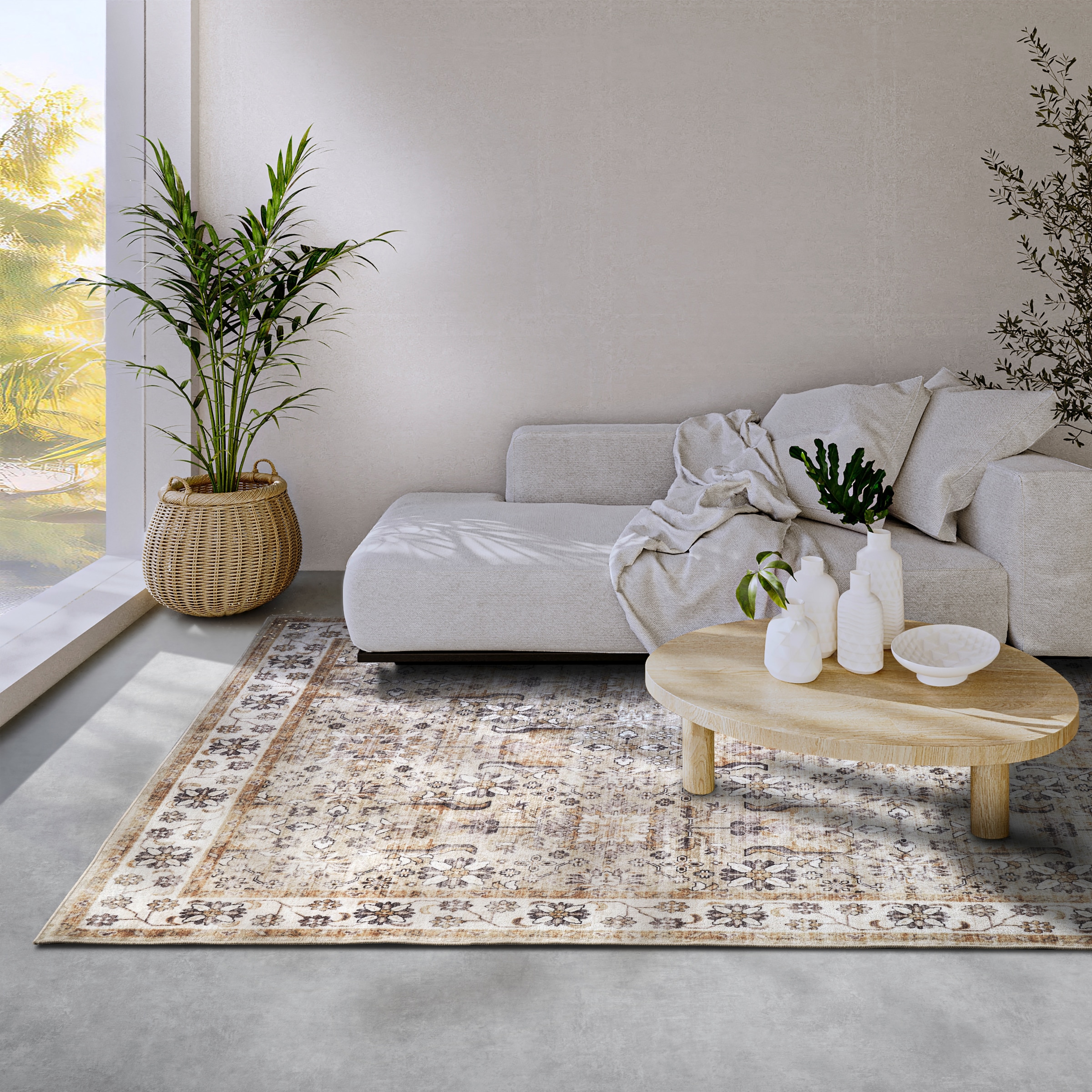 ELLE DECORATION Teppich »Saveh«, rechteckig, 5 mm Höhe, Kurzflor, Anti Rutsch, Vintage, Klassisch, Wohnzimmer, Flur