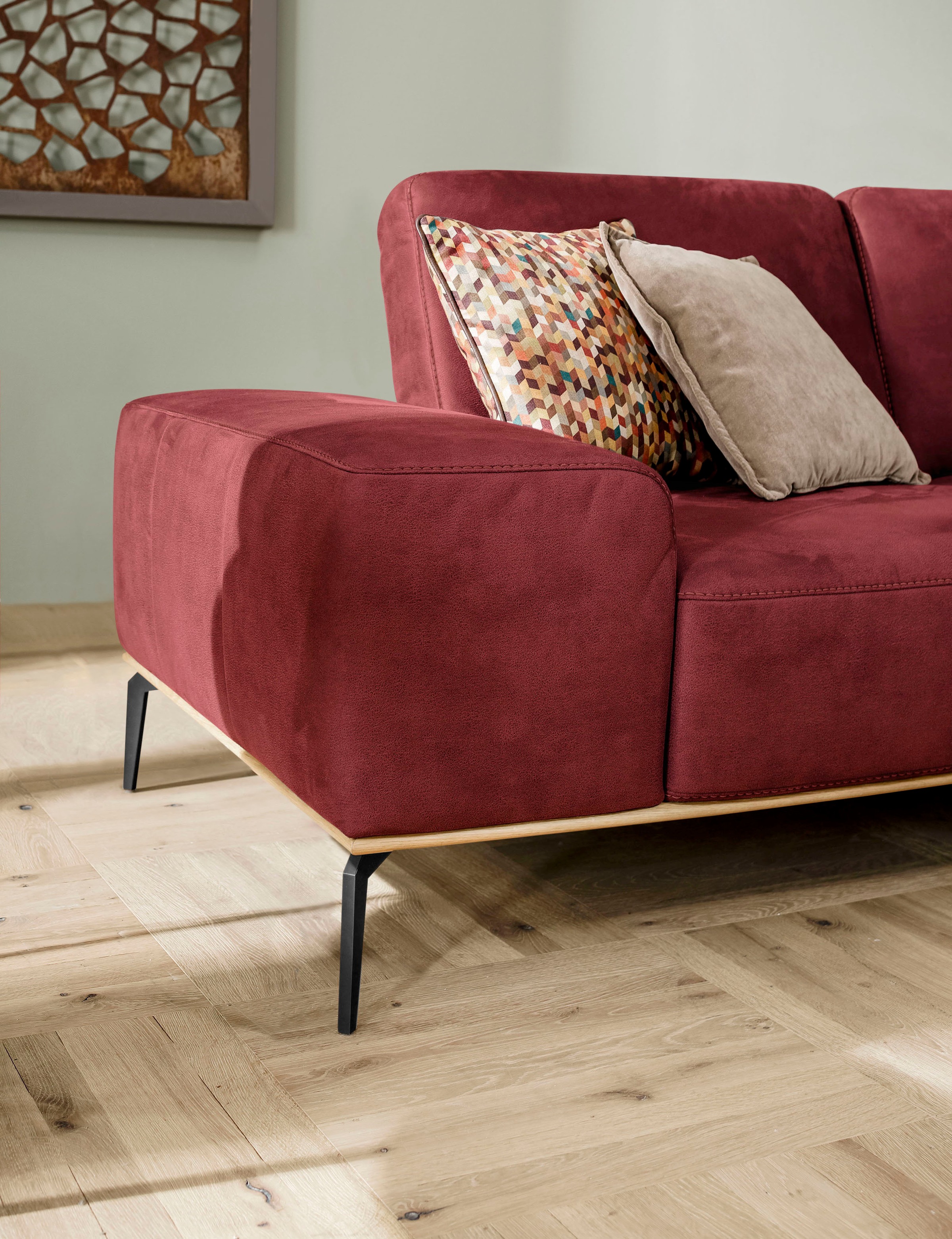 W.SCHILLIG Ecksofa »run, Designsofa mit tollem Sitzkomfort, bequem, L-Form«, mit Holzsockel, Füße in Schwarz pulverbeschichtet, Breite 279 cm