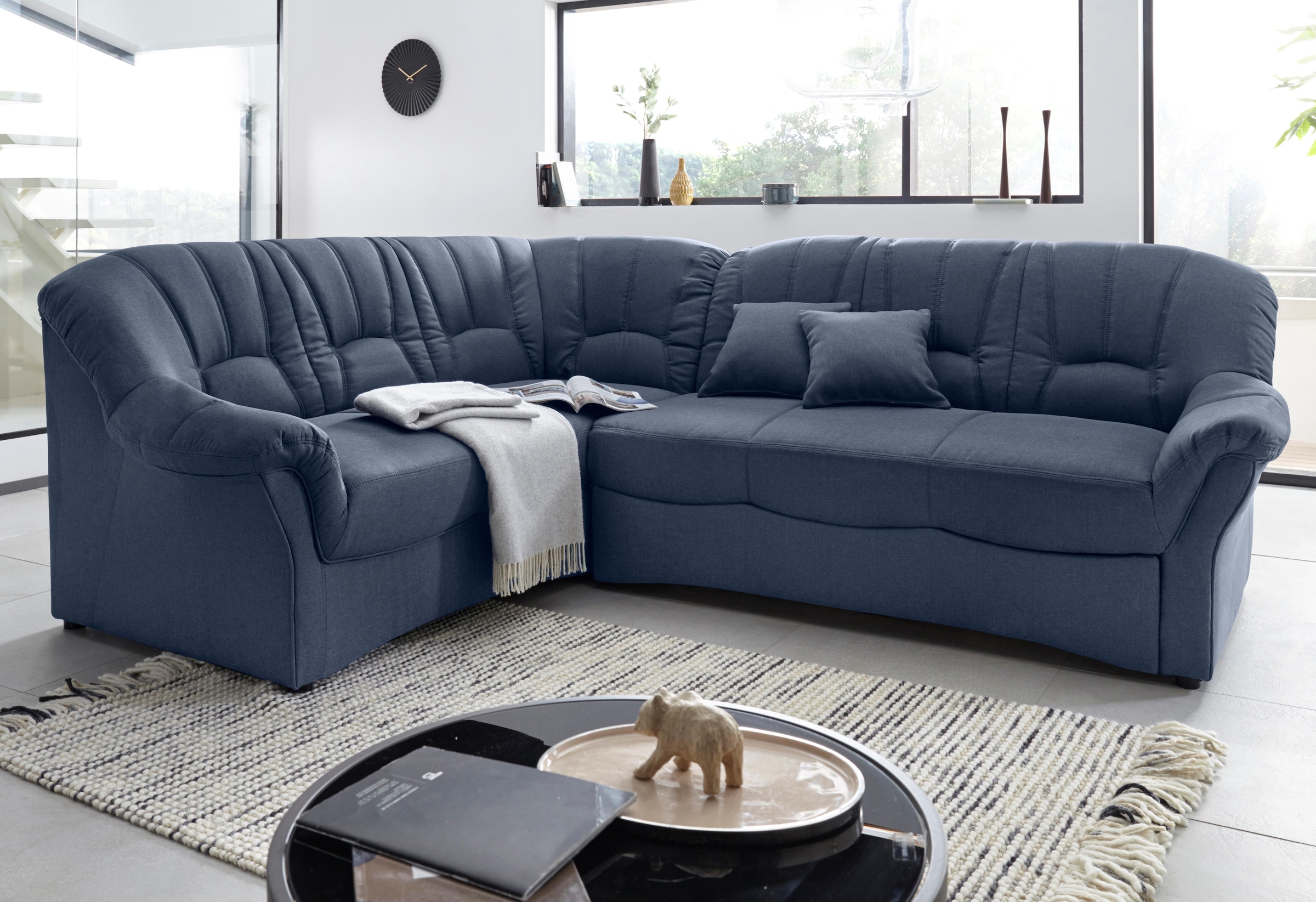 DOMO collection Ecksofa »Bahia, zeitlos und elegant, bequeme Armlehnen, L-Form«, wahlweise mit Bettfunktion