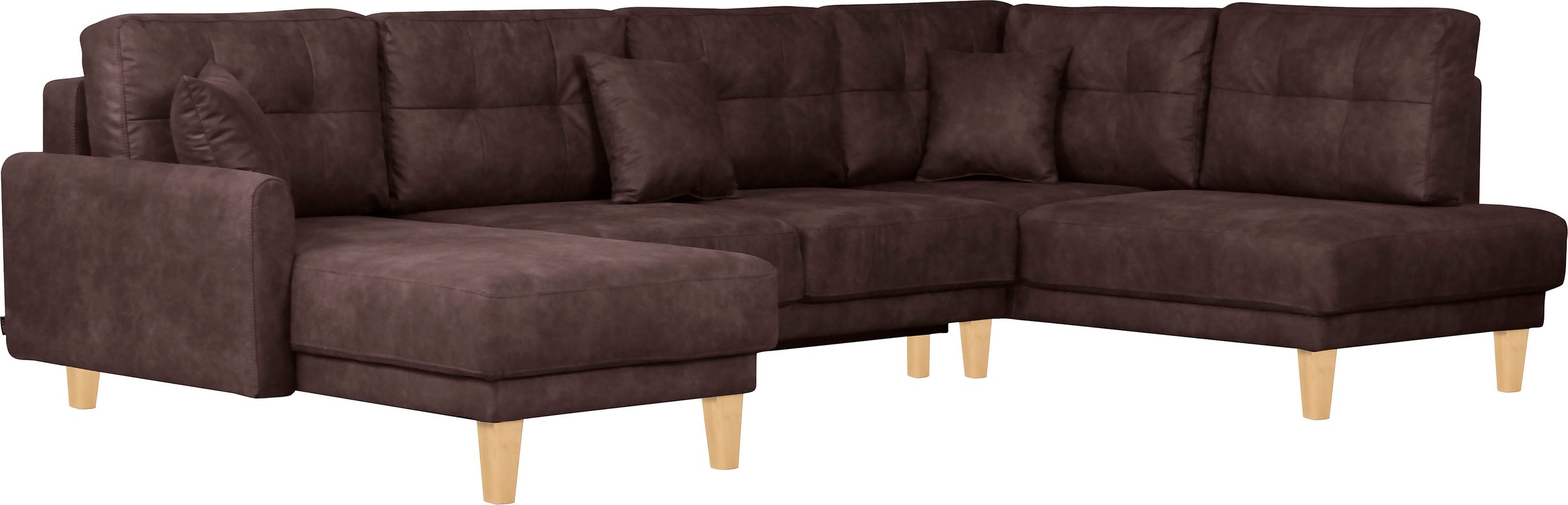 Home affaire Wohnlandschaft »TRIPLO U-Form wahlweise mit Schlaffunktion, B/T/H: 310/192/90 cm«, Schlafsofa, auch mit Bettkasten, Steppung im Rückenkissen