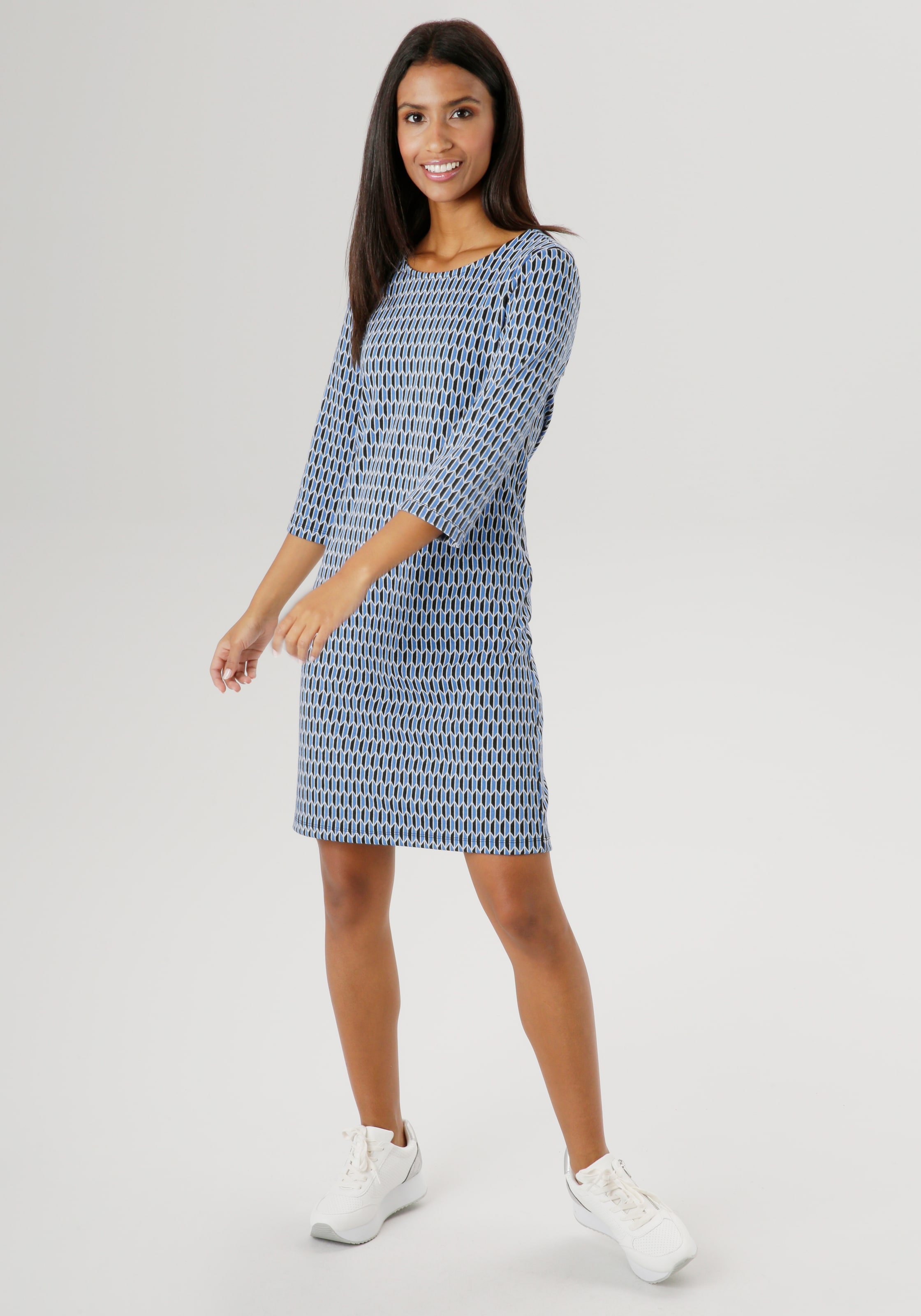 Aniston SELECTED Jerseykleid, mit geometrischem Muster und leichter Taillierung