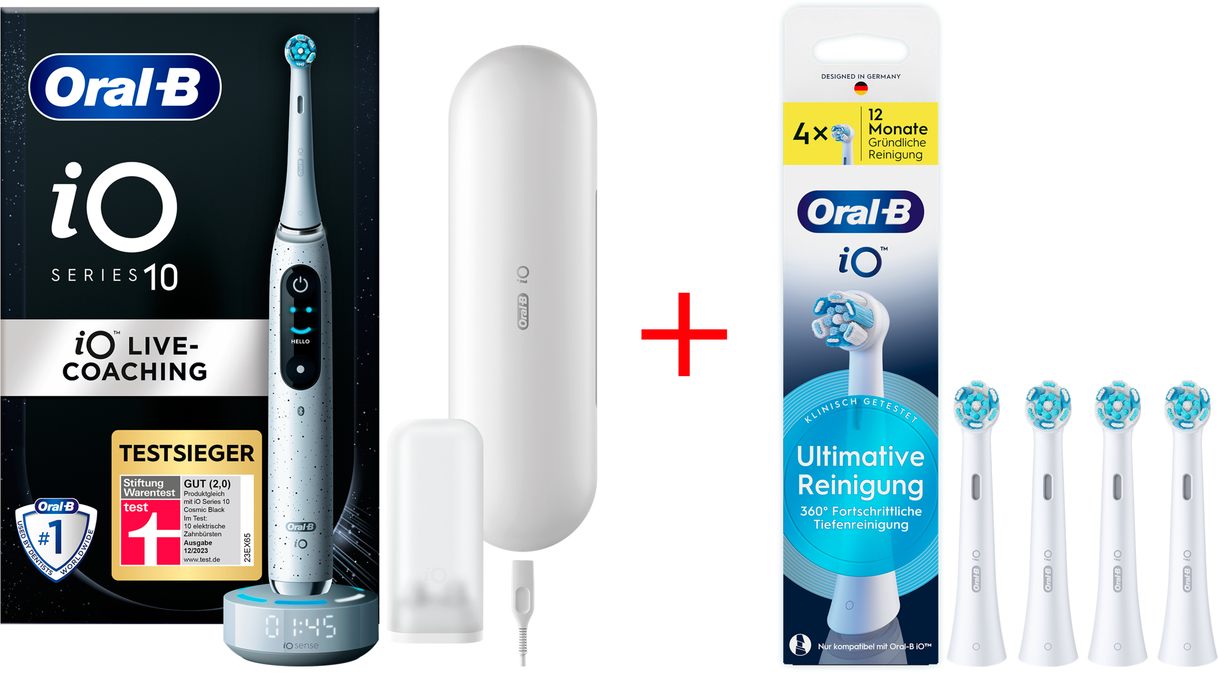 ORAL-B Elektrische Zahnbürste »iO 10« 5 Stk. Aufsteckbürsten Magnet-Technologie, iOsense, 7 Putzmodi, Farbdisplay & Lade-Reiseetui stardust white...