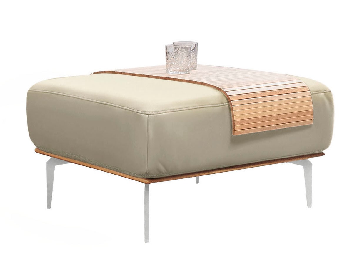 W.SCHILLIG Polsterhocker »run«, mit elegantem Holzsockel, Füße in Chrom glänzend, Breite 75 cm