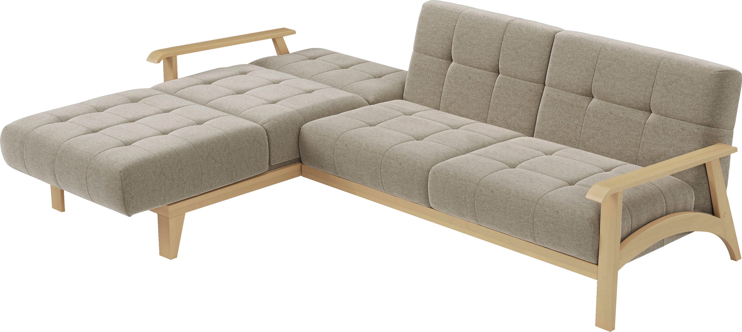 sit&more Ecksofa »Billund L-Form«, Armlehnen aus Buchenholz in natur, verschiedene Bezüge und Farben