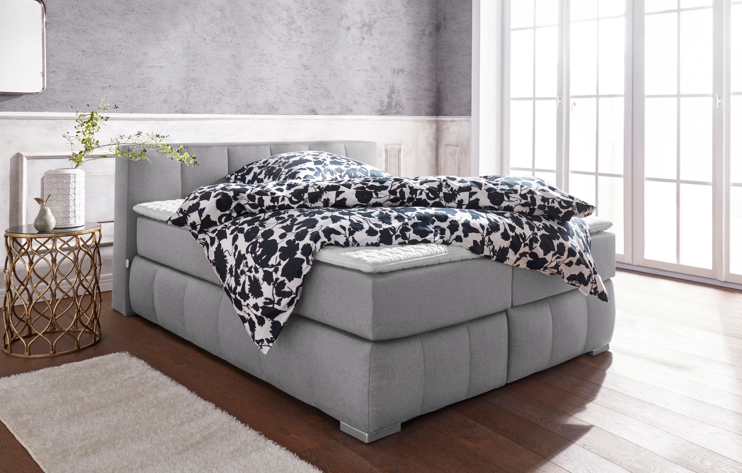 Guido Maria Kretschmer Home&Living Boxspringbett »Chelles«, inkl. Topper, in XXL- Überlänge 220 cm, Unterbox mit feine Wölbung