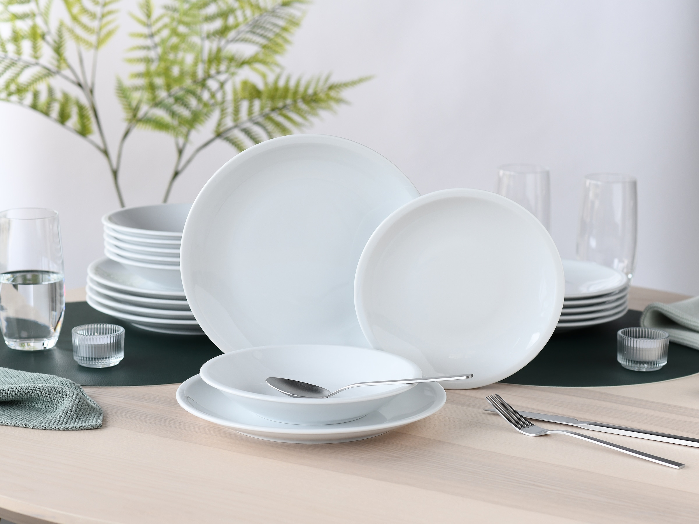 CreaTable Teller-Set »Milano Weiss, Service 18-tlg.« Teller Set, Daily Use, Minimalistischer Stil