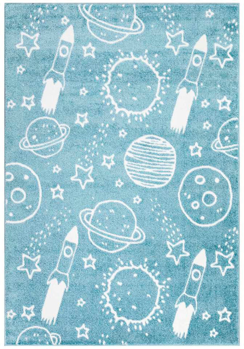 Carpet City Kinderteppich »ANIME912«, rechteckig, 11 mm Höhe, Kinderzimmer Teppich Modern mit Mond, Blumen, Wolken, Creme, Multi