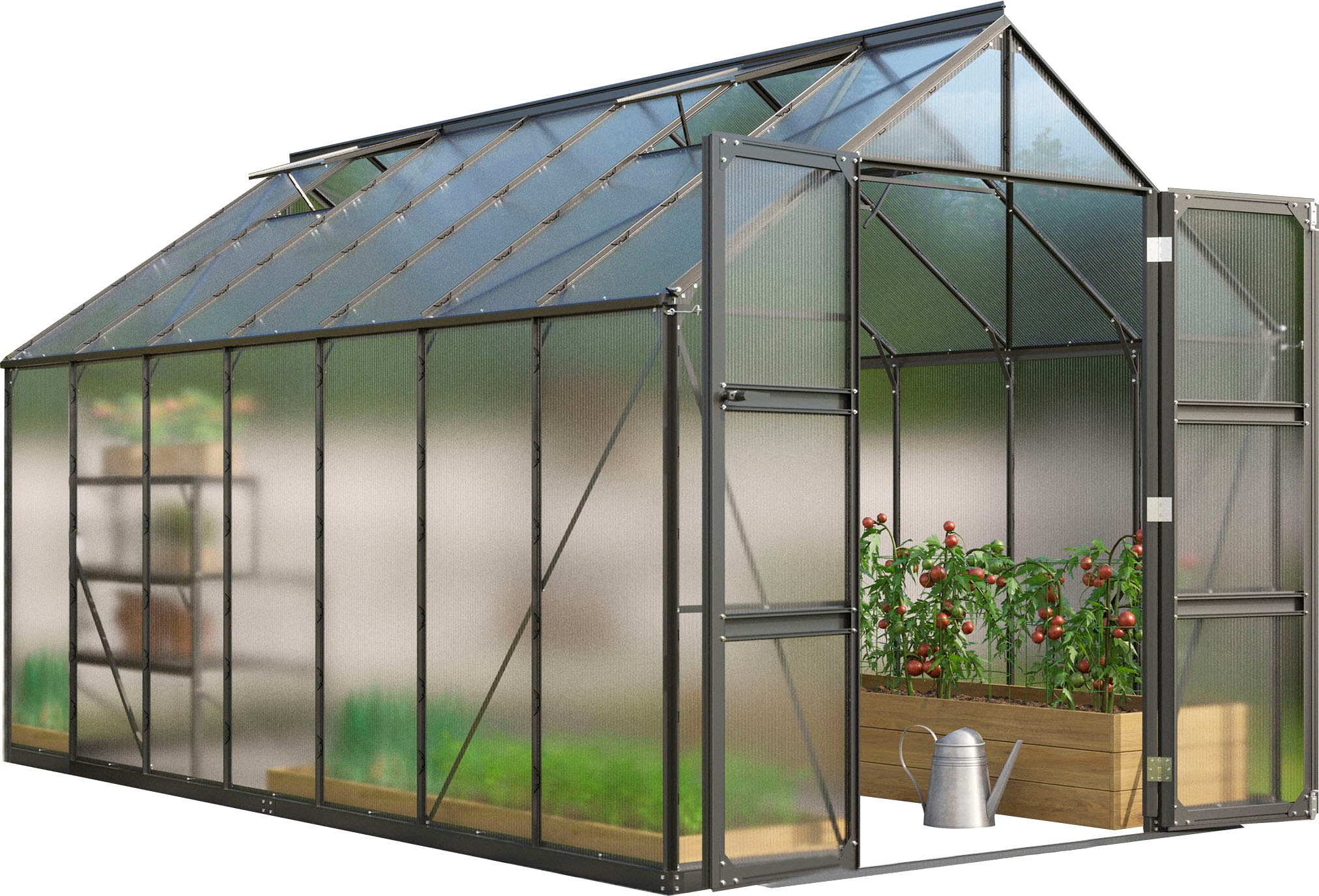 Vitavia Gewächshaus »Domus 11500«, mit Doppelschwingtüren und bodentiefer Türschwelle, 4 mm Hohlkammer