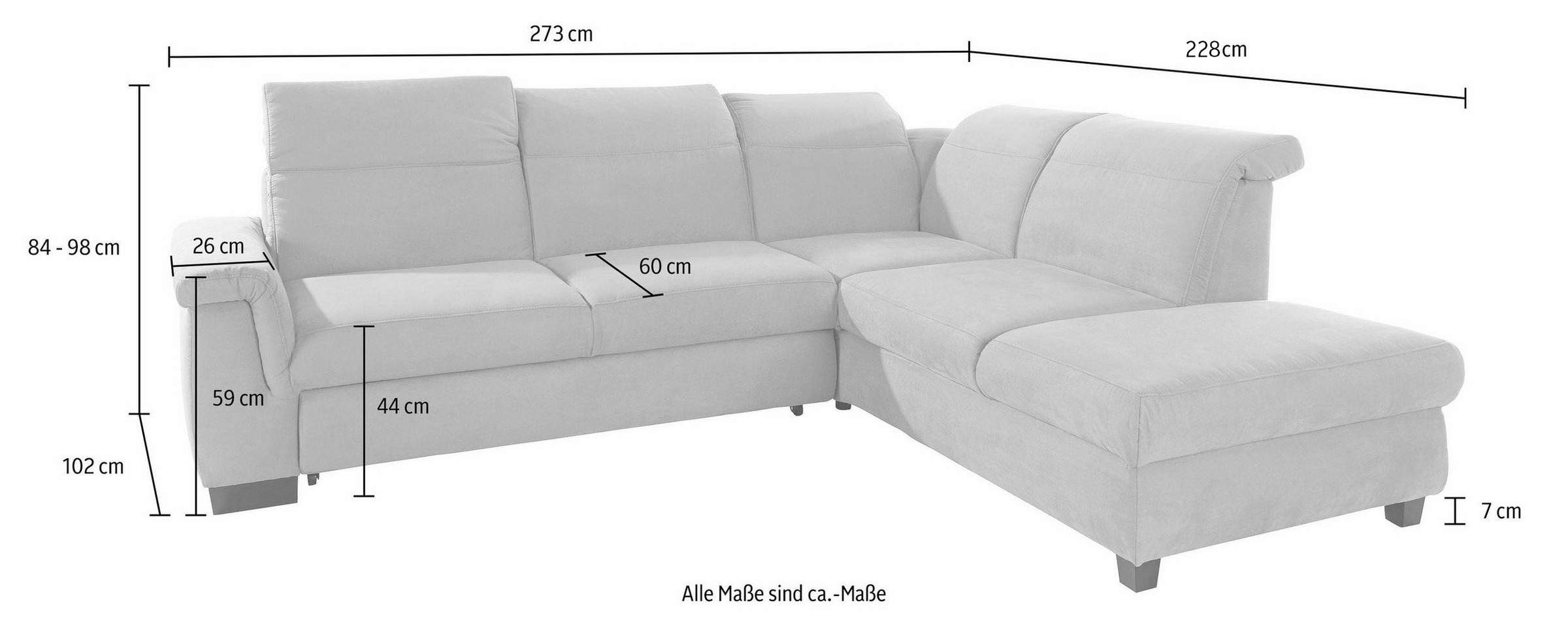 DOMO collection Ecksofa »Sully komfortables Sofa, OTTOs Choice, L-Form«, wahlweise mit Bettfunktion und Kopf- bzw. Rückenverstellung