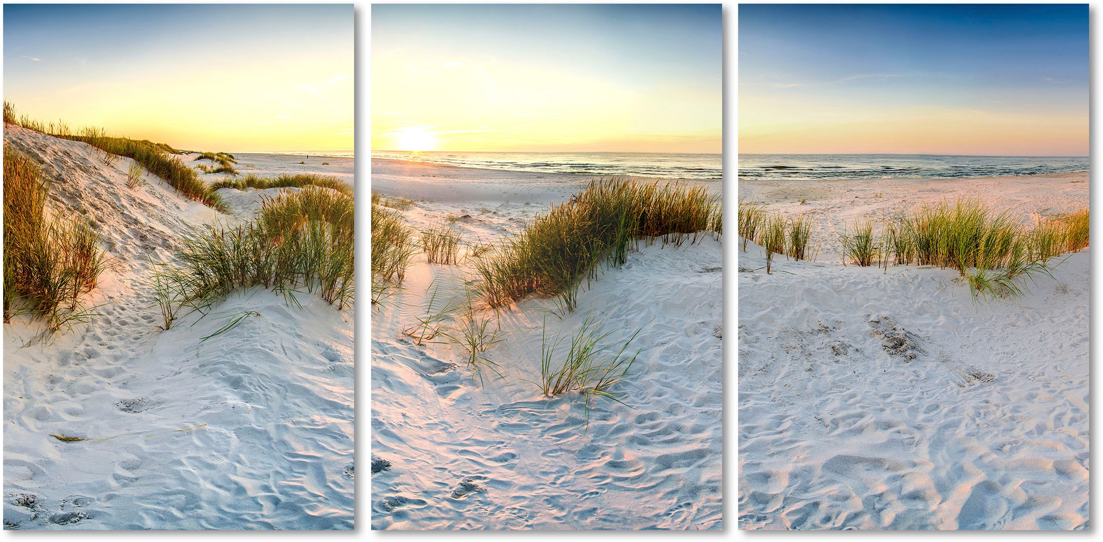 queence Acrylglasbild "Sunset Beach 3-teilig", Strand, (1 St.) günstig online kaufen