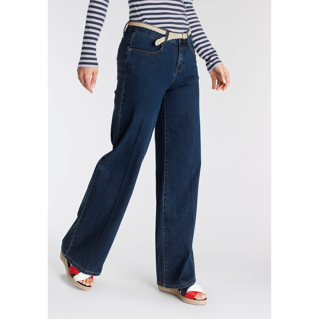 DELMAO Weite Jeans, (Set, 2 tlg., mit Gürtel)