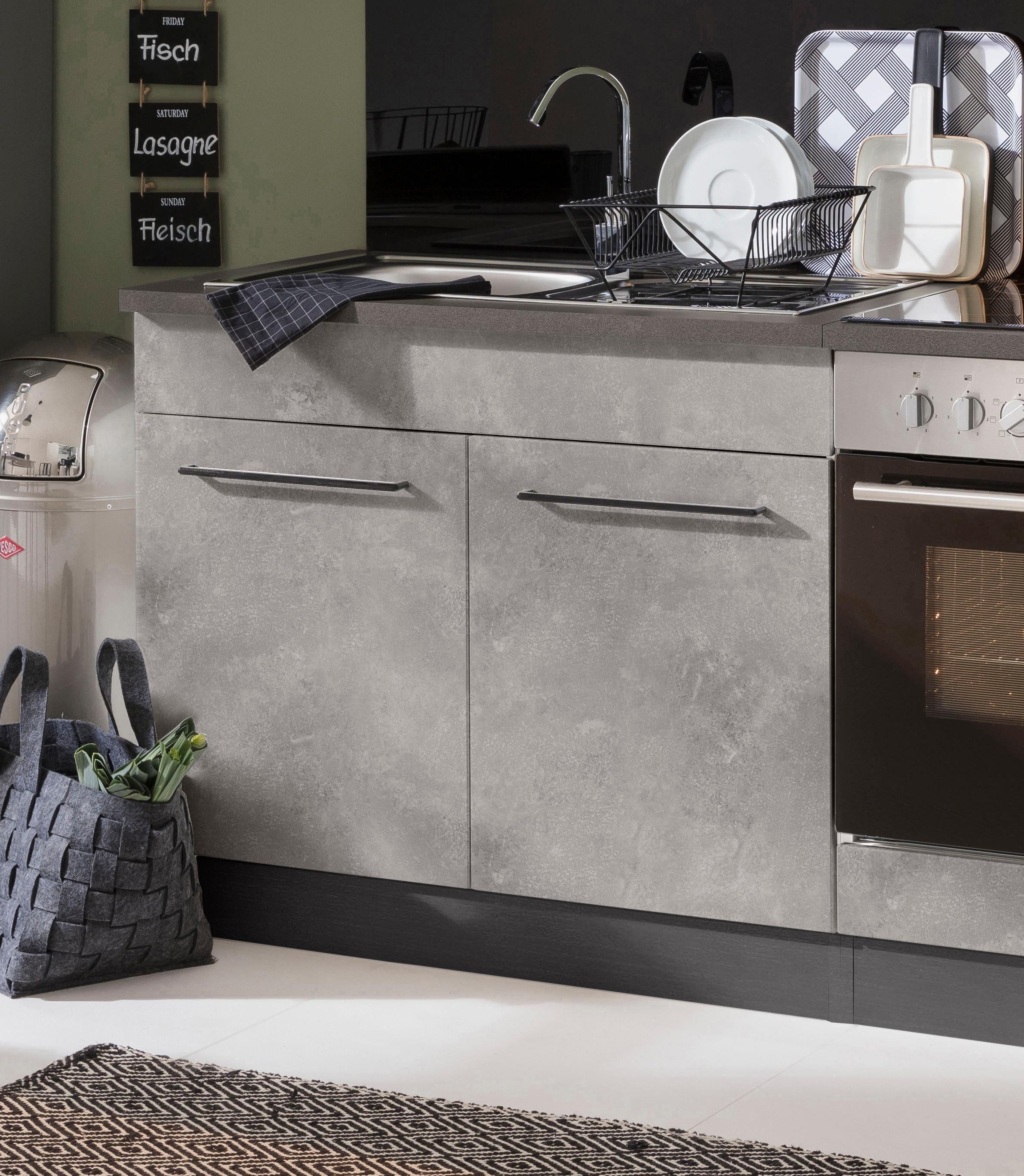 KOCHSTATION Spülenschrank »KS-Tulsa«, 100 cm breit, 2 Türen, Metallgriff, MDF Front, inkl. Einbauspüle
