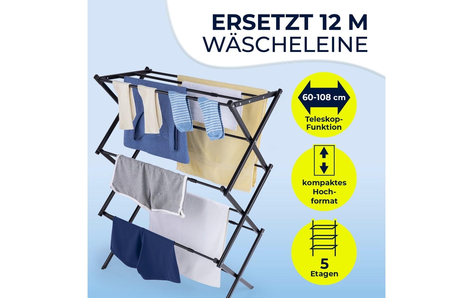 EASYmaxx Wäscheständer »12 m« Ausziehbarer Wäschetrockner für kleine Haushalte