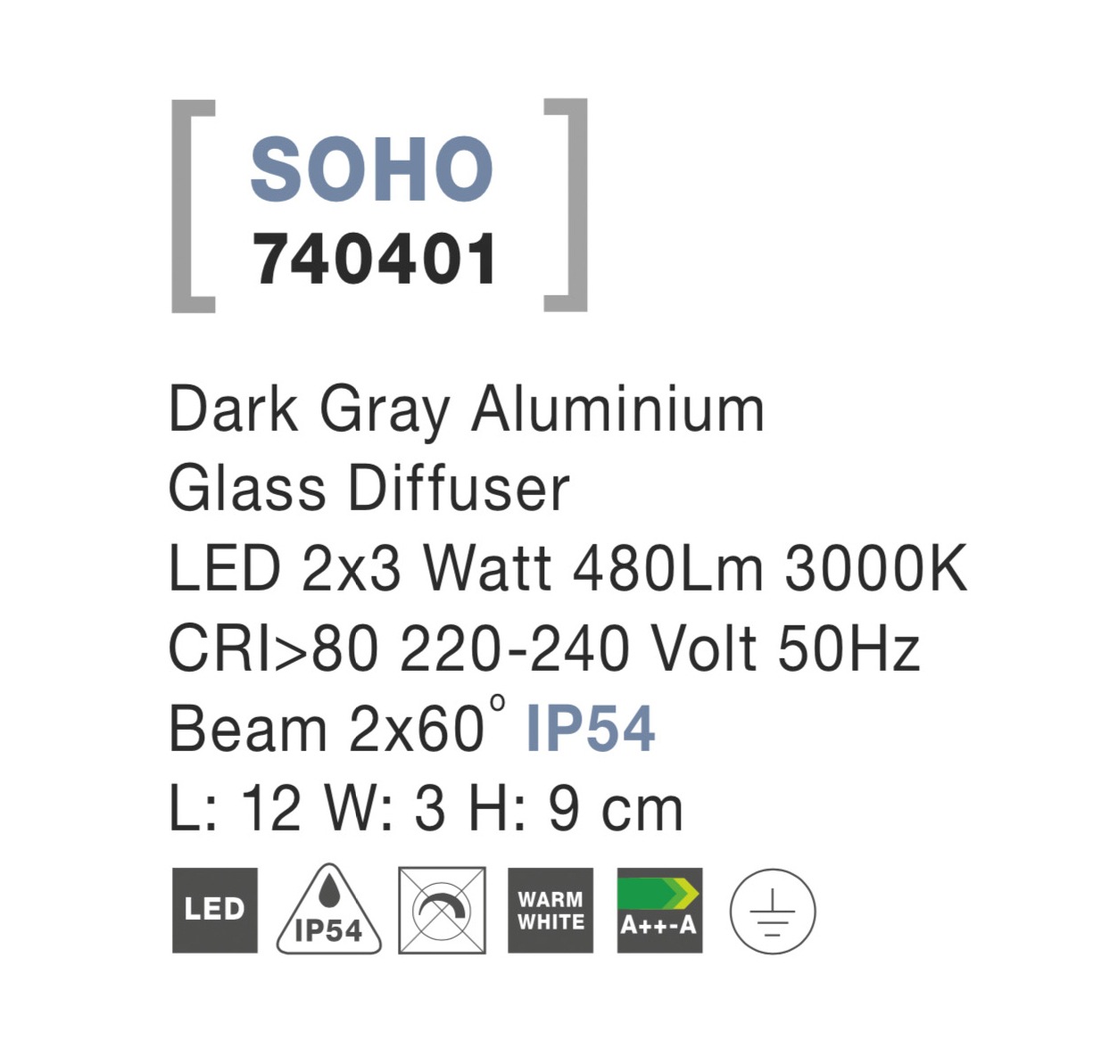 Nova Luce Außen-Wandleuchte »SOHO« LED-Modul 1 Stk. Warmweiß