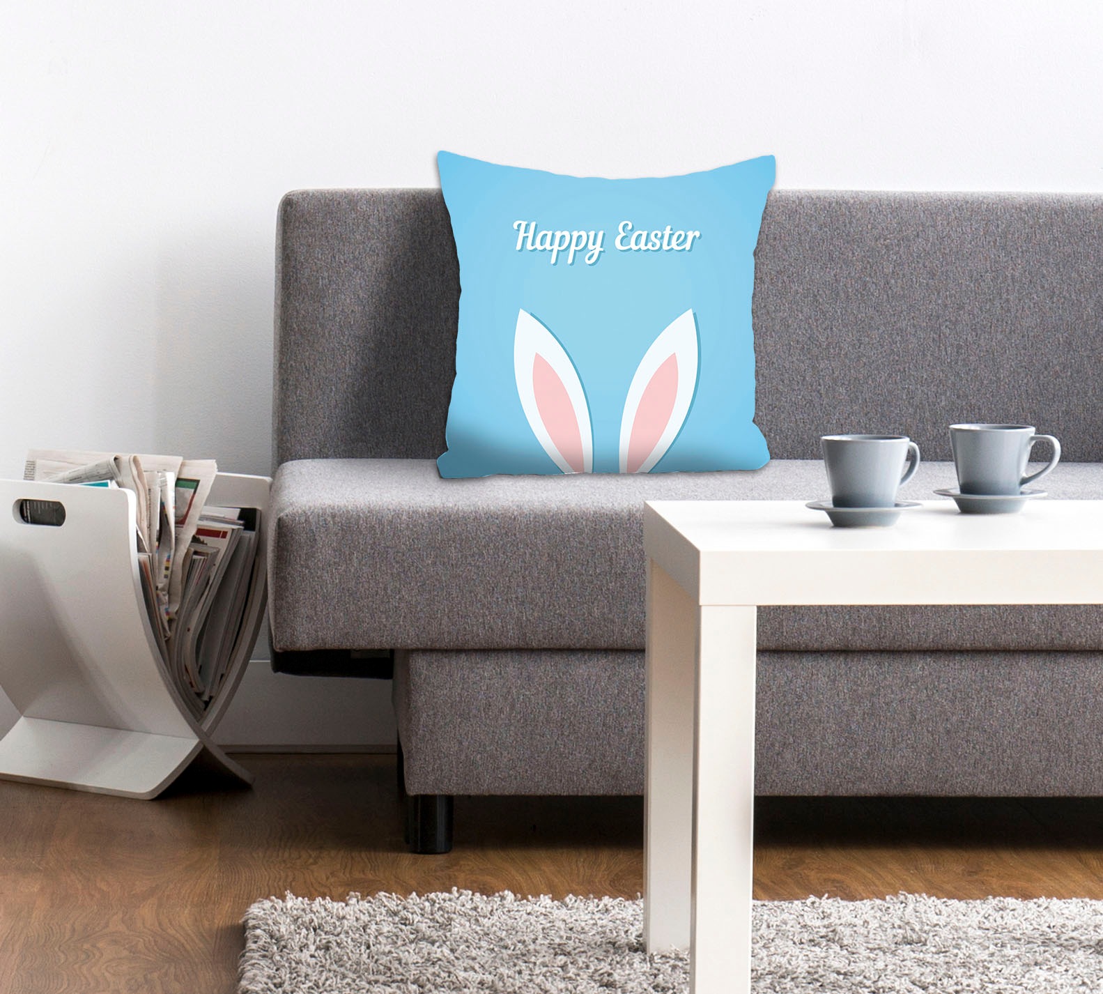 queence Dekokissen »Happy Easter blue«, mit einem österlichen Schriftzug, K günstig online kaufen