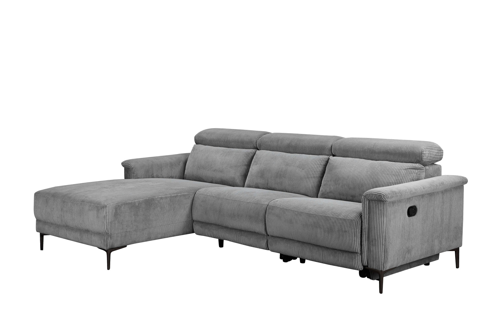 Places of Style Ecksofa »Lund in Cord, L-Form, 261 cm, manuelle und elektr. Relaxfunktion,«, USB-A und Kopfteilverstellung