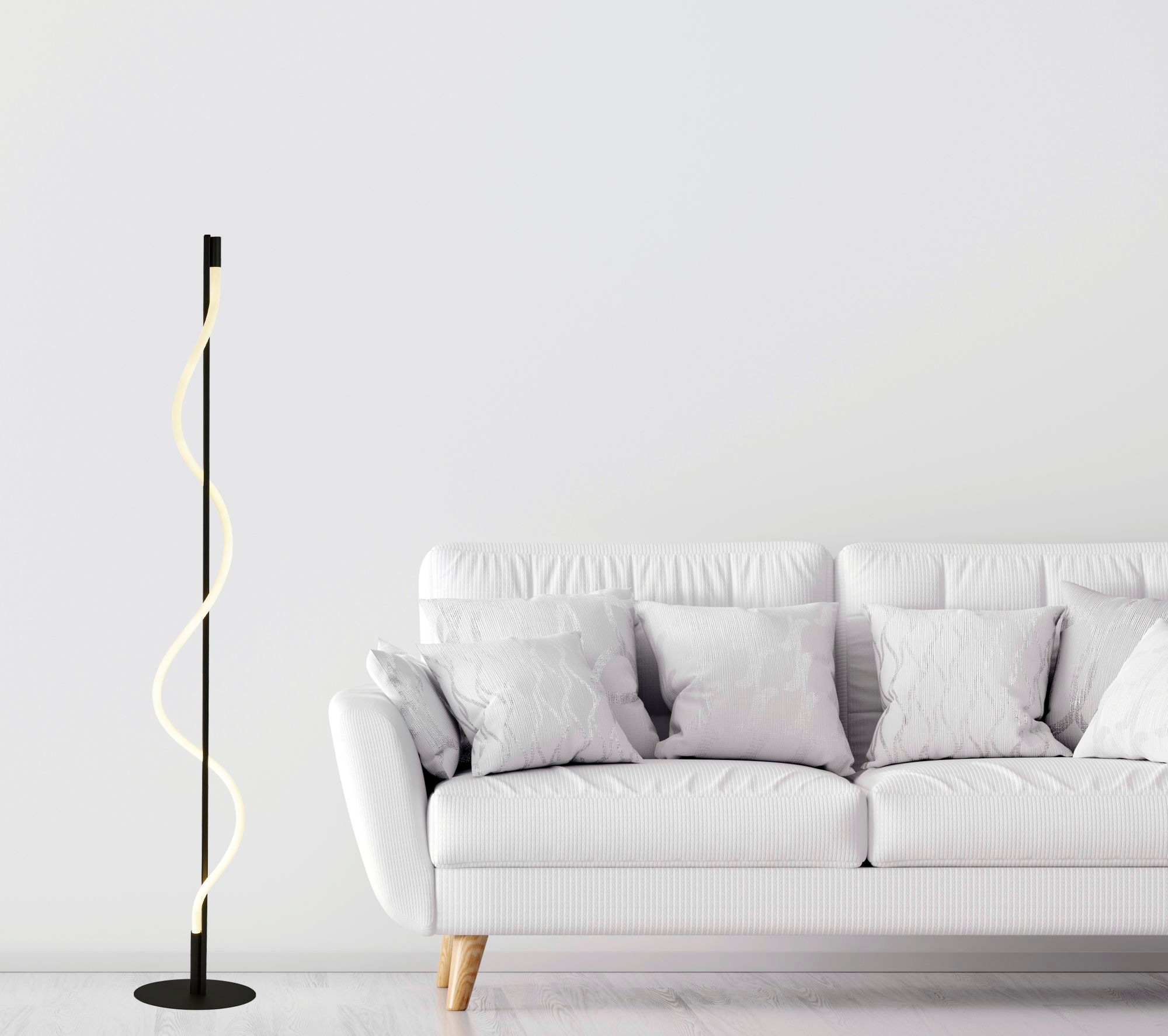 Searchlight Stehlampe »Serpent Floor Lamp - Black Metal & Opal Tube« LED-Modul 1 Stk. Extra-Warmweiß