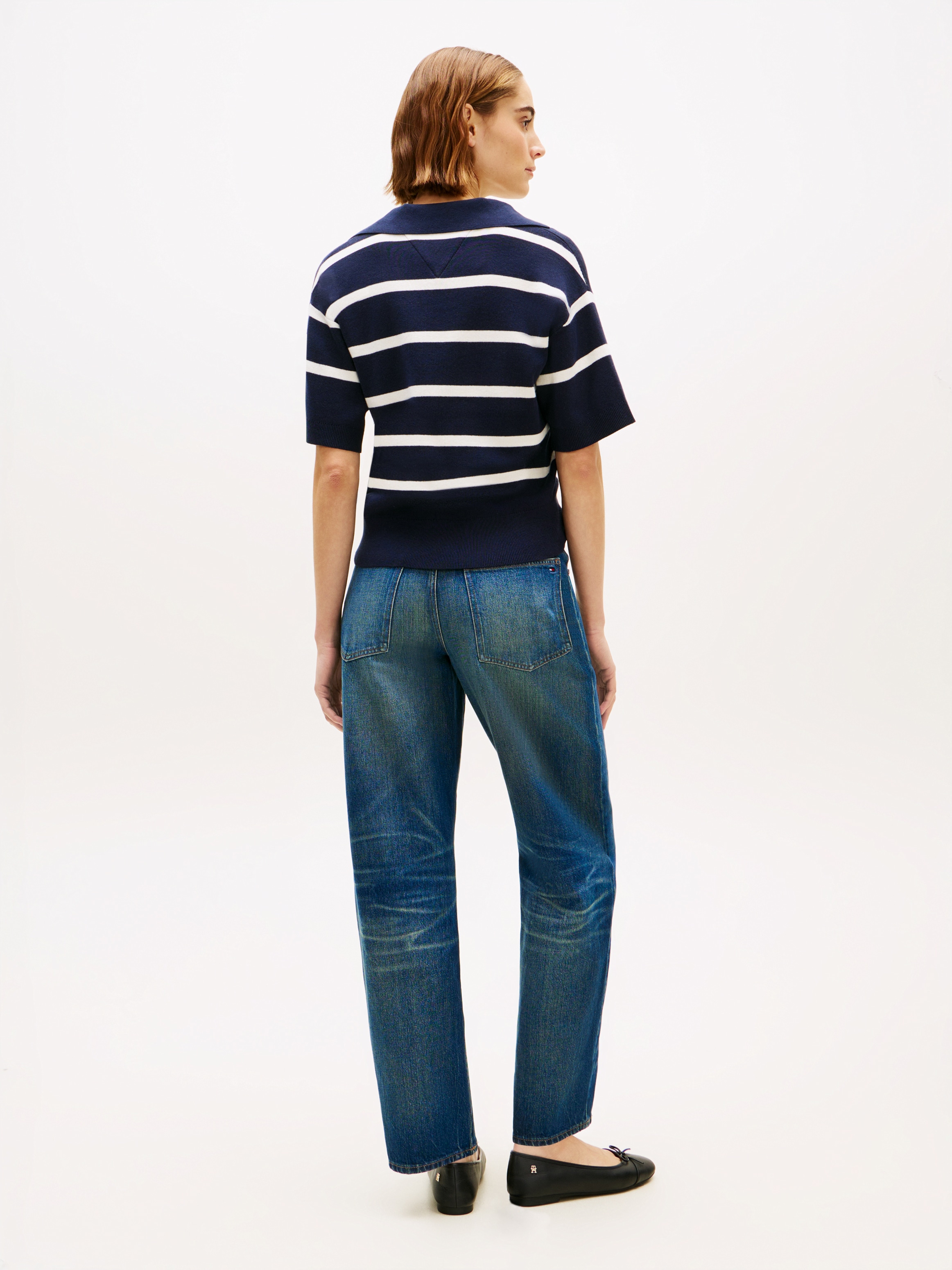 Tommy Hilfiger Strickpullover »CO FULL NEEDLE POLO SS SWT« mit V-Ausschnitt