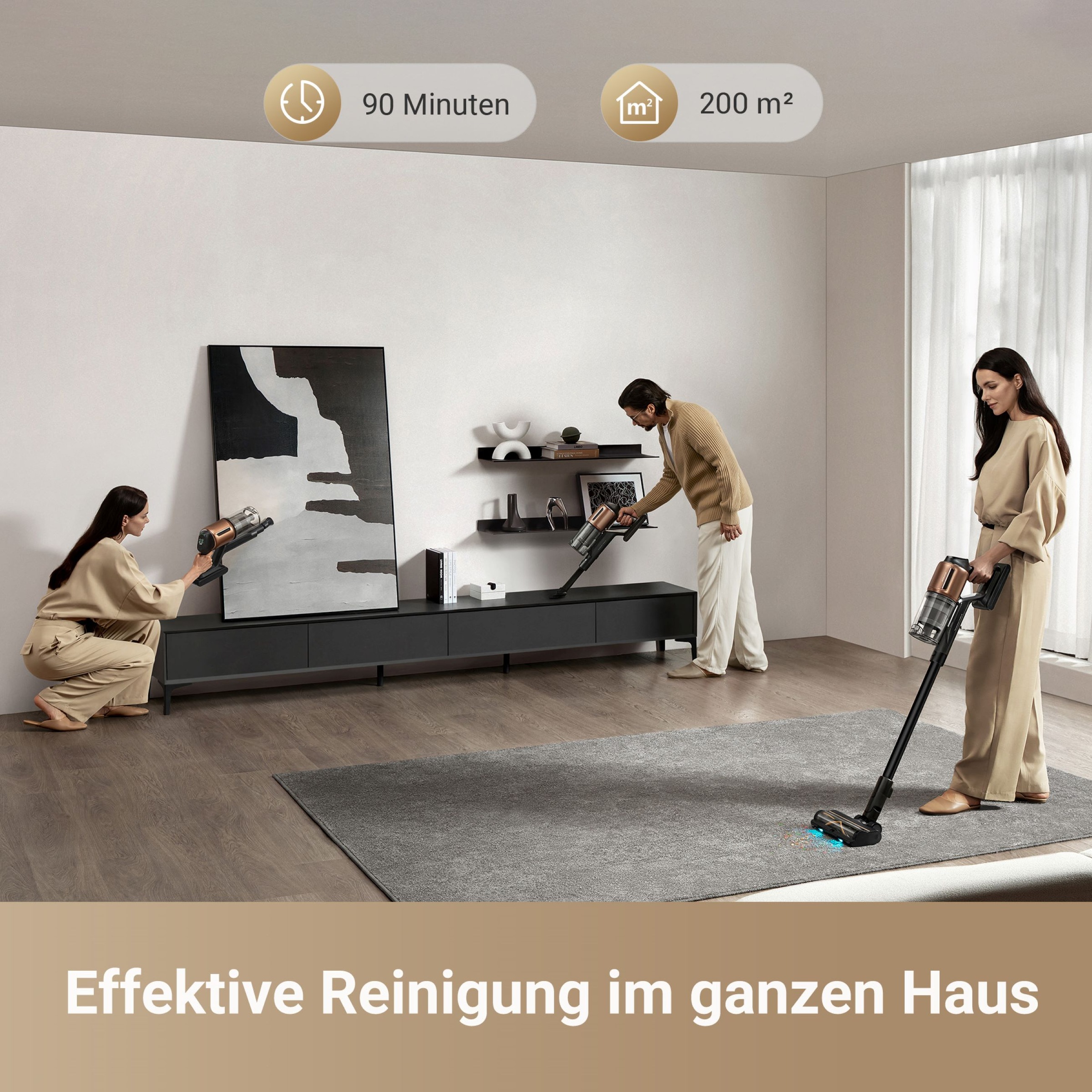 Dreame Akku-Stielstaubsauger »Dreame Z20 mit 25.000 Pa Saugkraft«, 90 Minuten Laufzeit, vielseitige Aufsätze, Bürsten mit LED-Beleuchtung