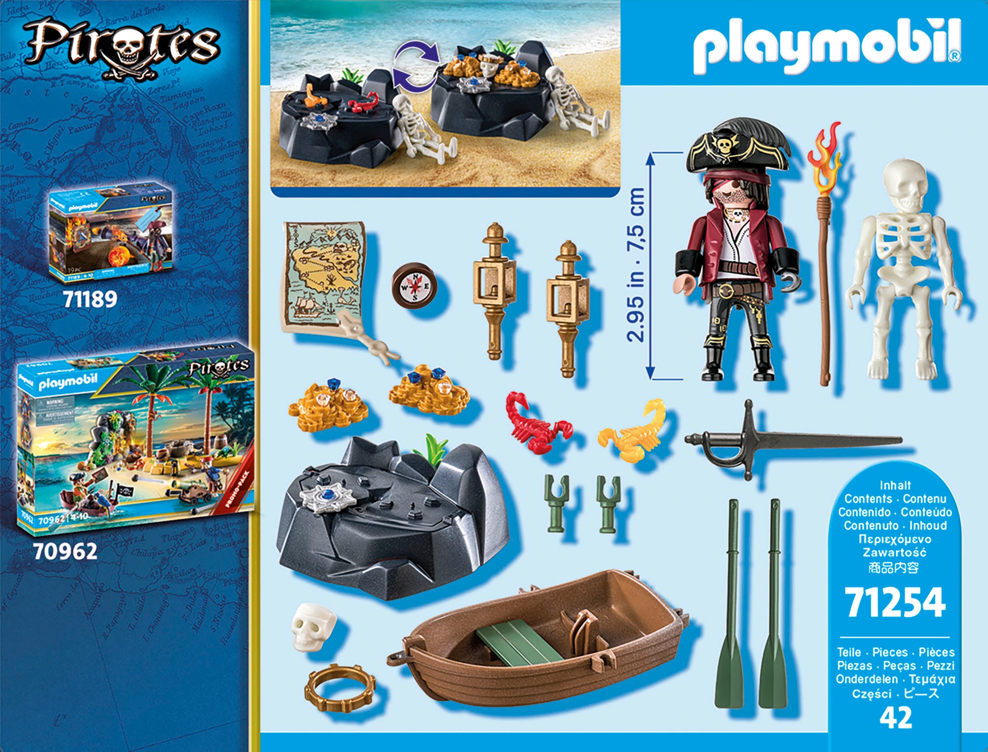 Playmobil® Konstruktions-Spielset »Starter Pack, Pirat mit Ruderboot (71254), Pirates«, (42 St.), Made in Europe