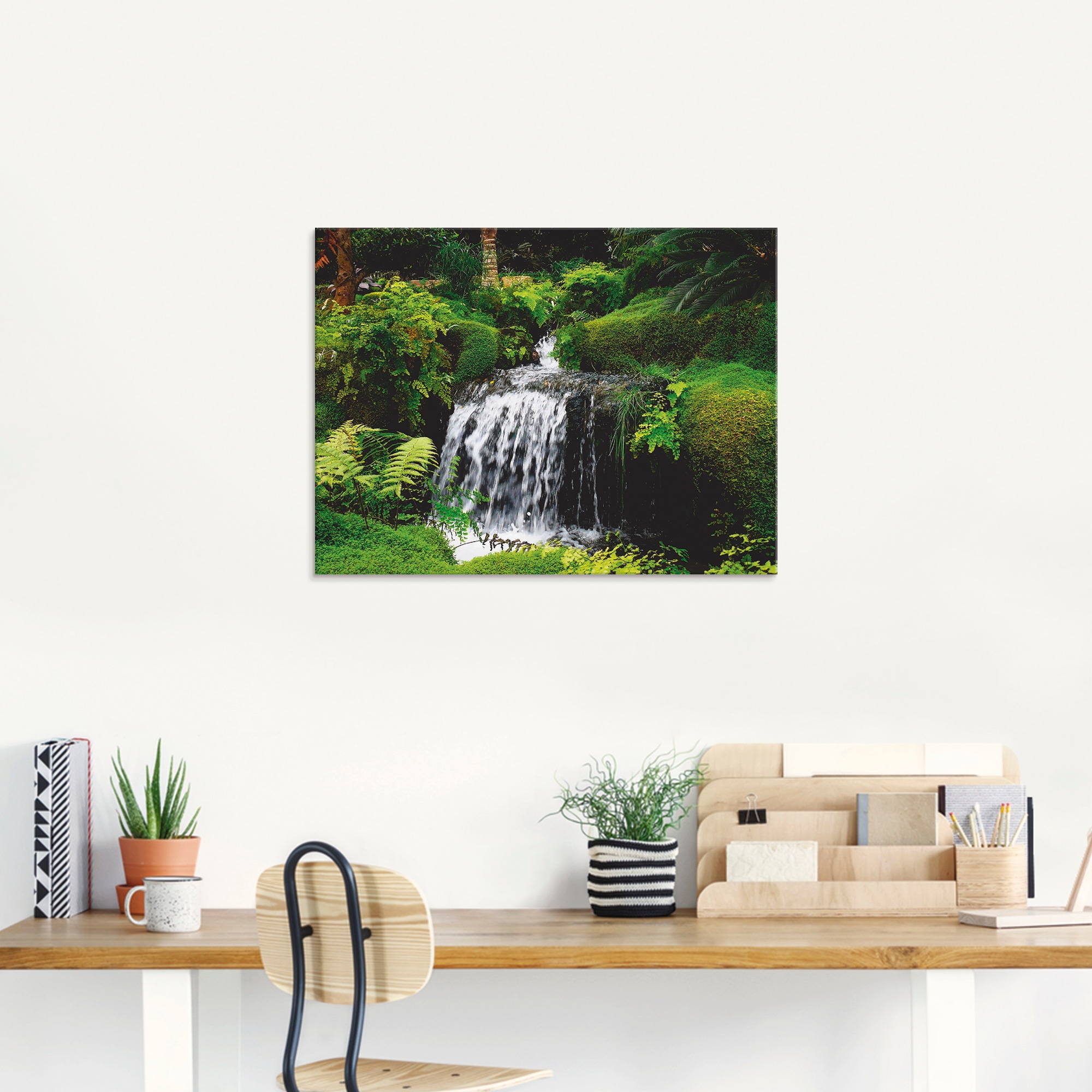 Artland Glasbild "Wasserfall im Grünen", Gewässer, (1 St.), in verschiedene günstig online kaufen