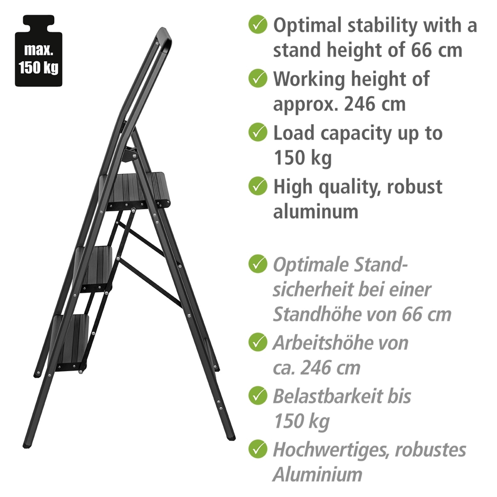 WENKO Trittleiter »Modell Alu-Compact, Klapptritt« 1 Stk. tlg.