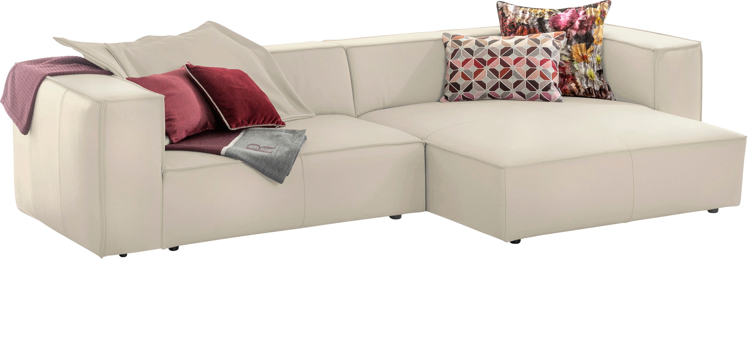 W.SCHILLIG Ecksofa »around-the-block«, (Spar-Set), inklusive Hocker, mit eleganter Biese, mit Federkern
