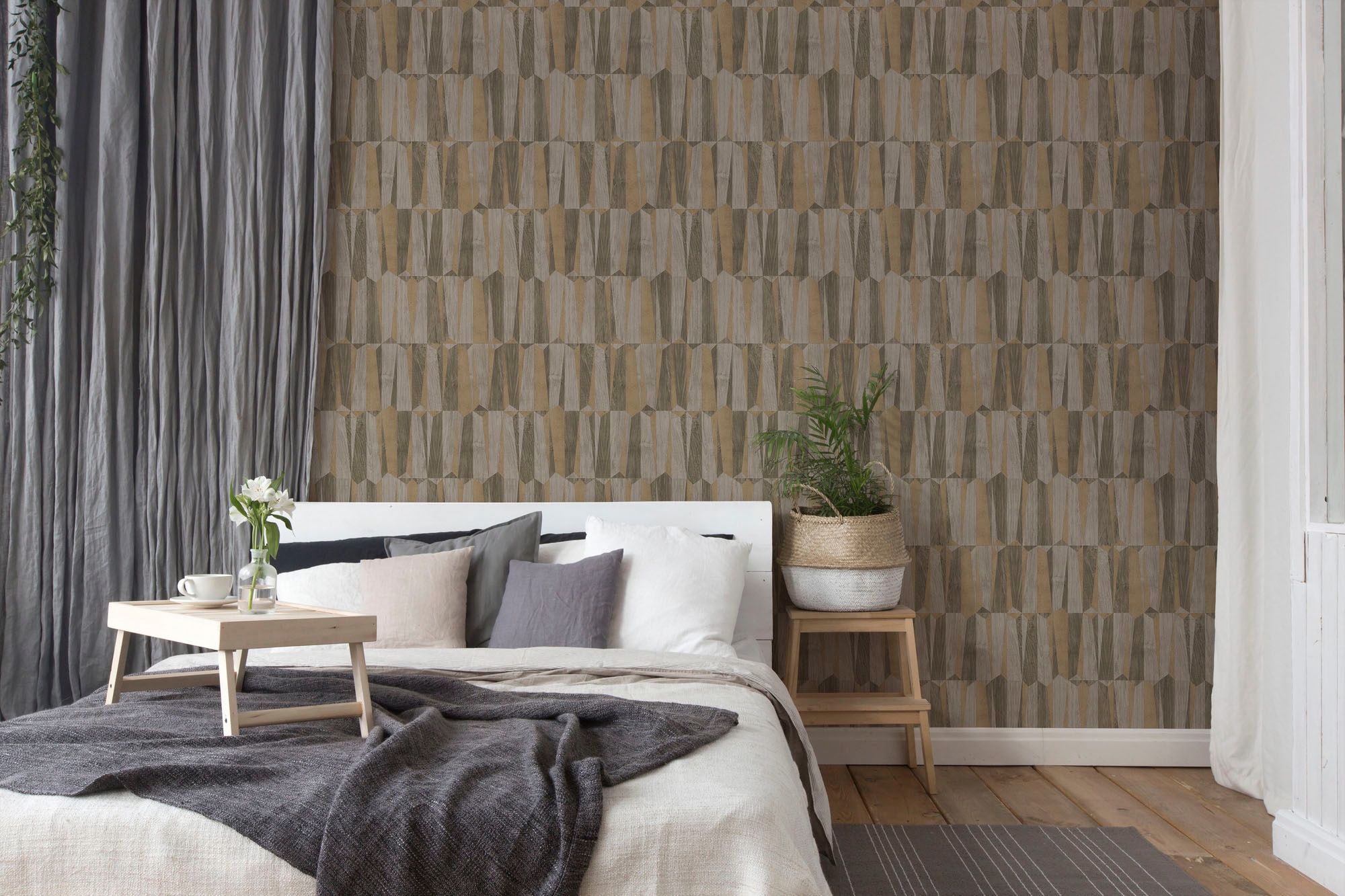 A.S. Création Vliestapete »Nara Grafisch« abstrakt | gemustert | leicht glänzend leicht strukturiert Holzoptik Ethno Tapeten Wohnzimmer Schlafzimmer Küche Flur Design Büro