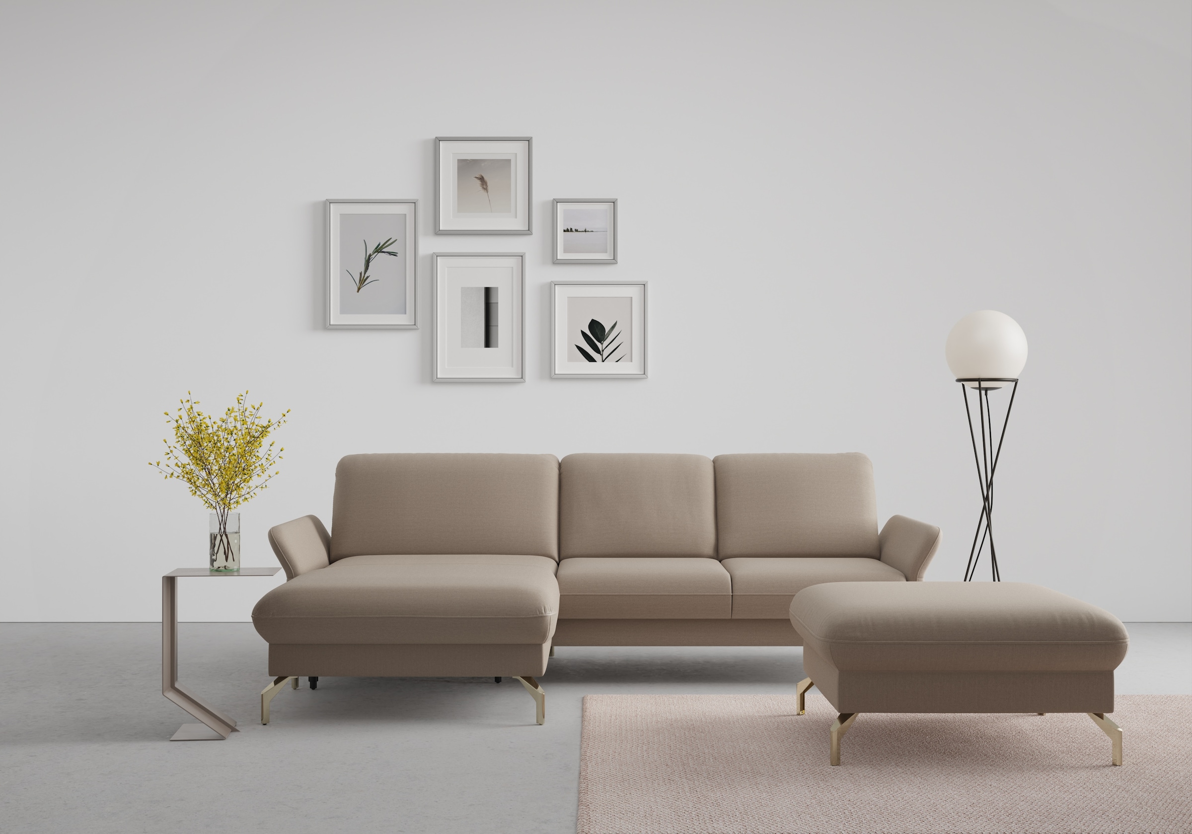 sit&more Ecksofa »Fashion L-Form«, wahlweise mit Kopfteilverstellung, Vorziehsitz, motorisch, Nickelfüße