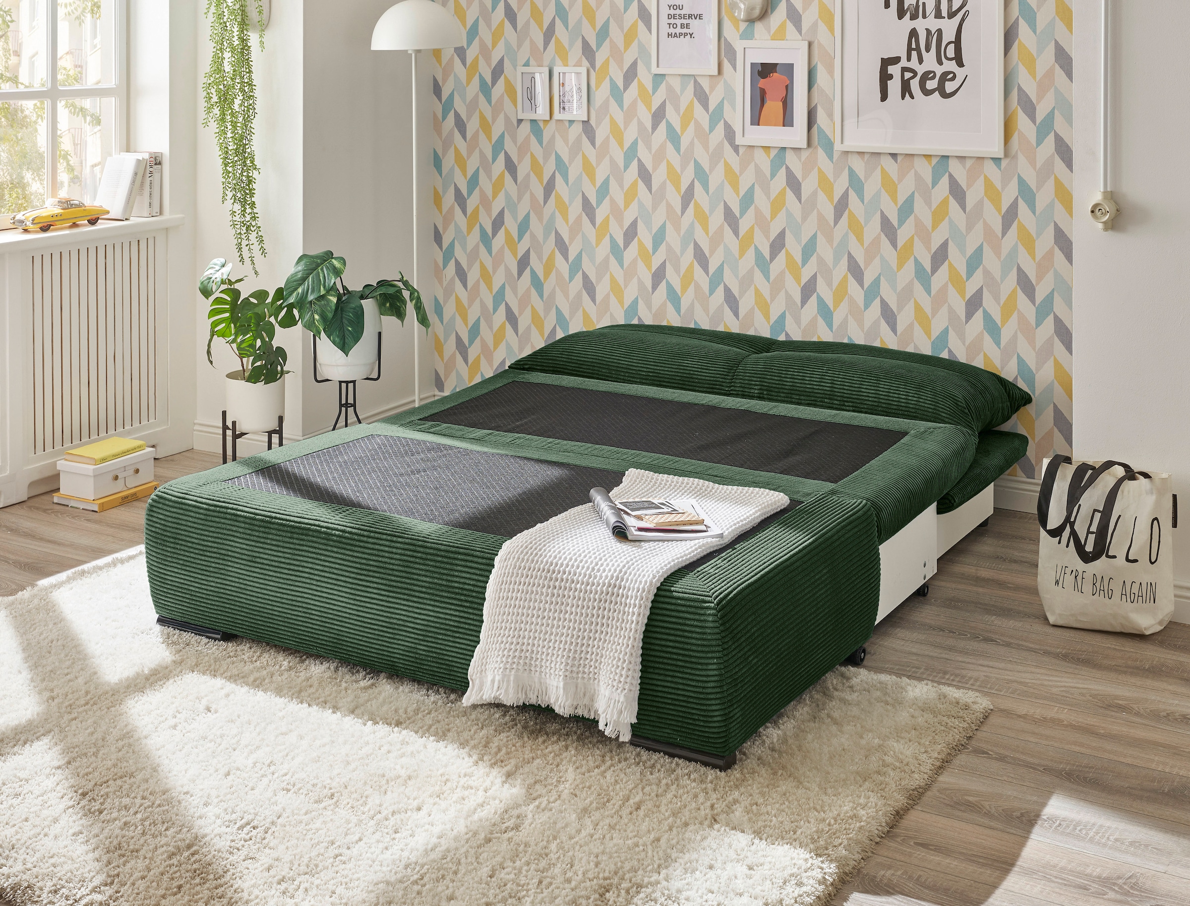 ED EXCITING DESIGN Schlafsofa »Charlie«, Schlafsessel mit Bettkasten & 1 Rückenkissen