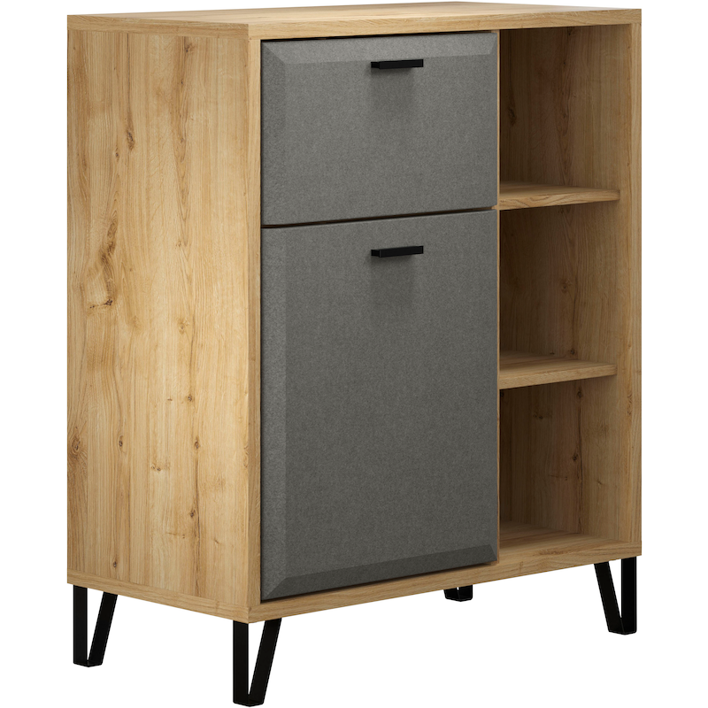 PLACES OF STYLE Kommode »Belva« 1 Stk. tlg. Schuhschrank mit Soft-Close und Vollauszug-Funktion - B/T/H 79/42/95 Eiche/Dunkelgrau Mit (B/T/H)...