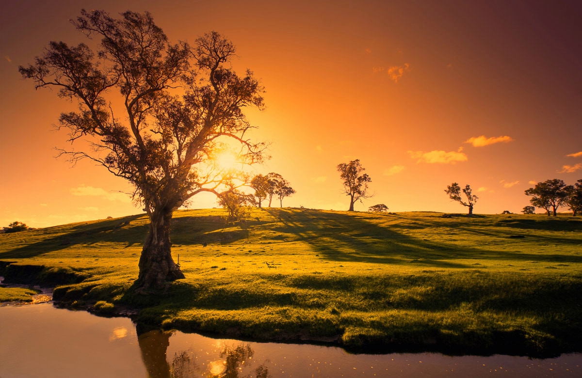 Papermoon Fototapete »Landschaft mit Fluss« günstig online kaufen